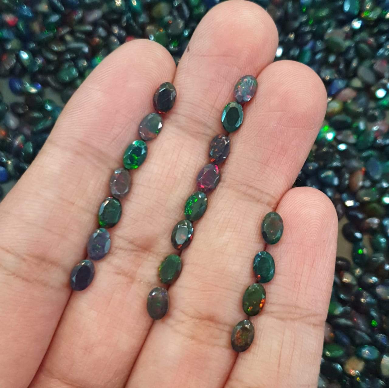 14 Pcs Natural Black Opal Ovals | Faceted in 6x4mm or 7x5mm Ovals - The LabradoriteKing