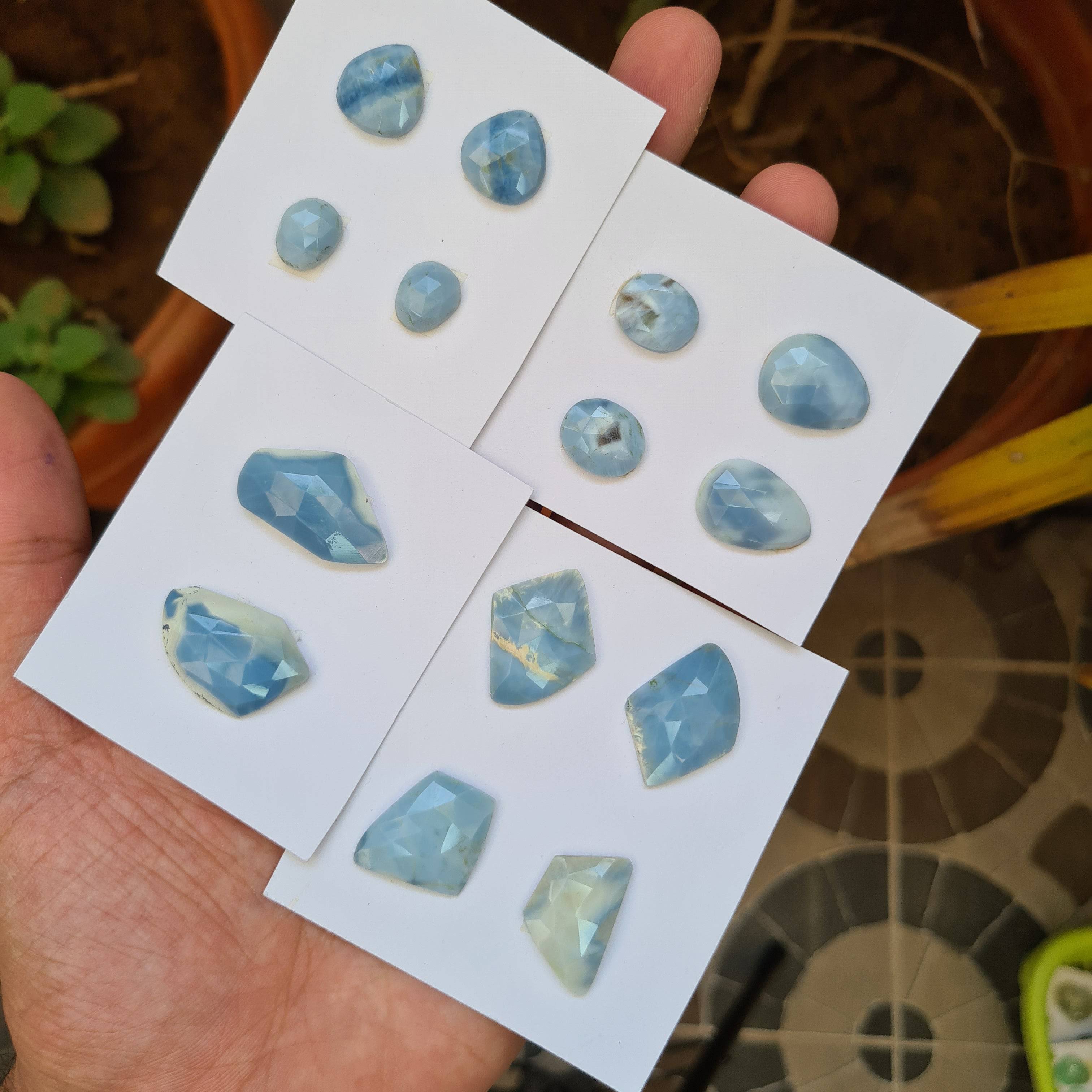 14 pcs Natural Blue Lace Opal Faceted Gemstones Mix Shape, 12-27mm - The LabradoriteKing