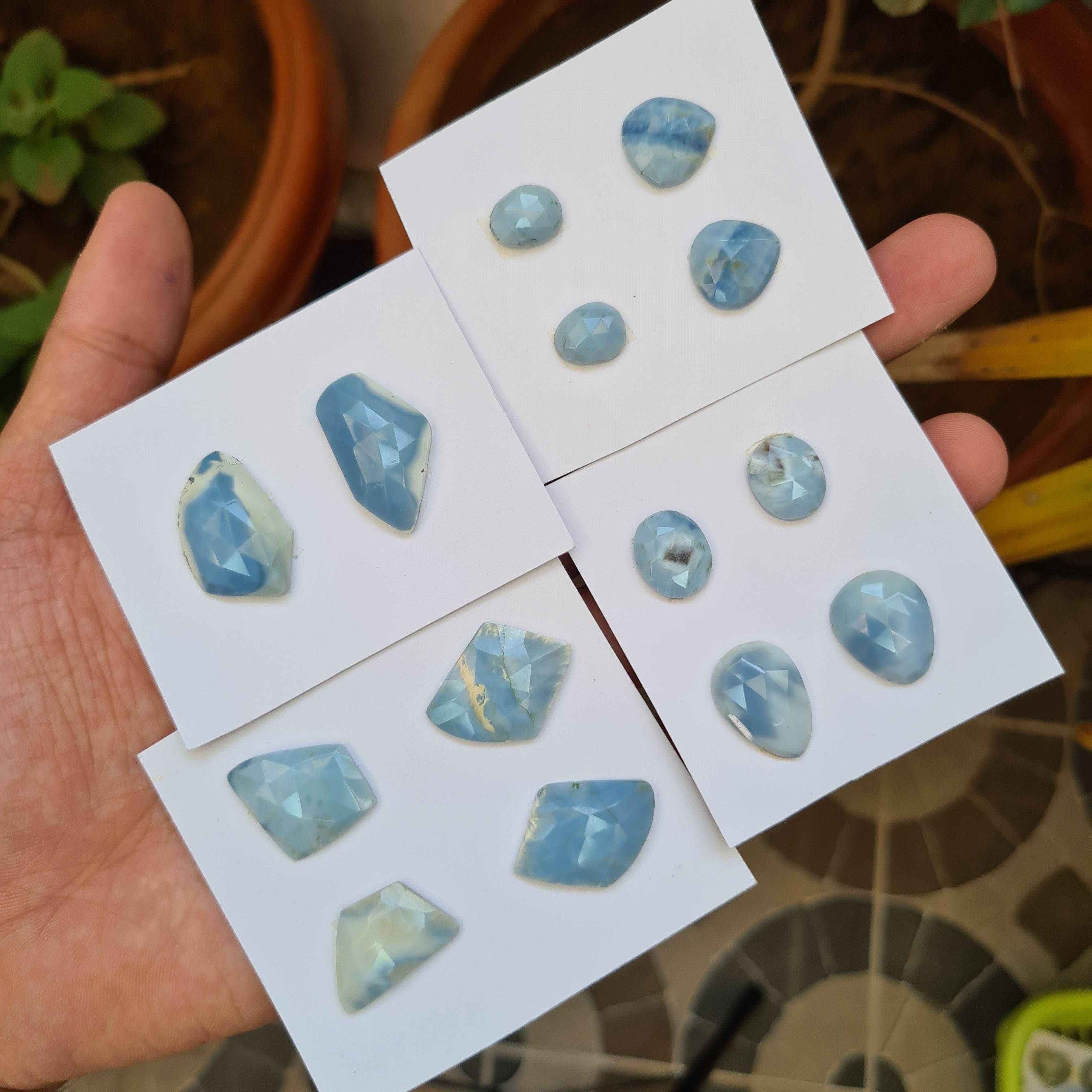 14 pcs Natural Blue Lace Opal Faceted Gemstones Mix Shape, 12-27mm - The LabradoriteKing