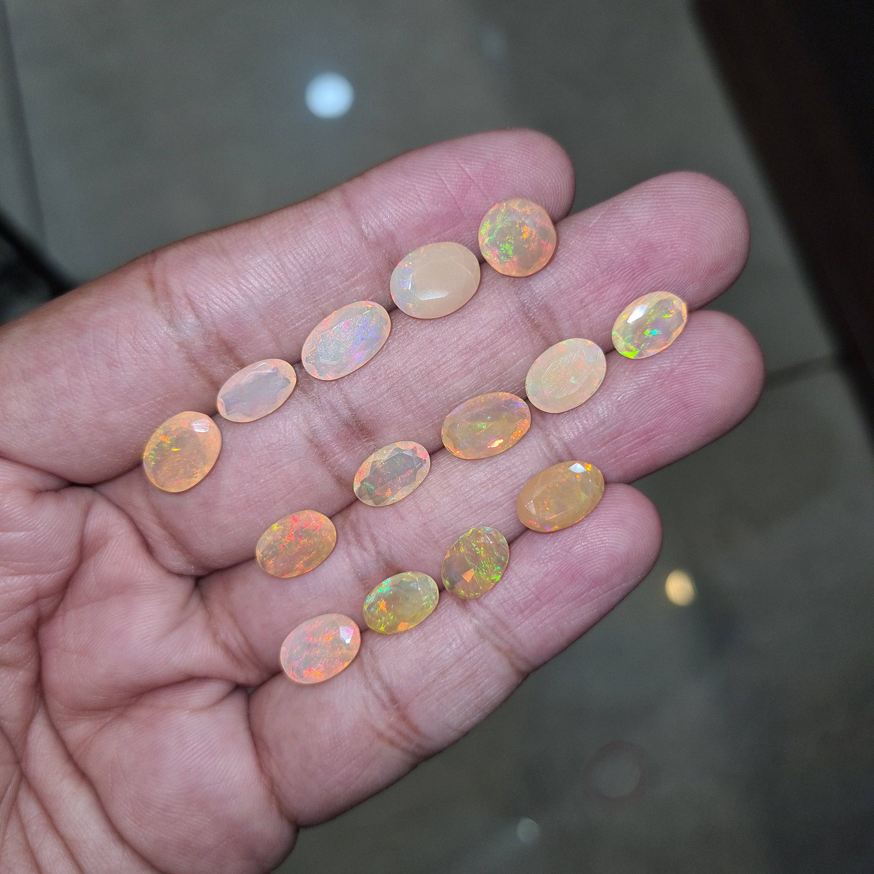 14 Pcs Natural Opal Faceted Gemstone | Size: 9-11mm, Mix Shape  | - The LabradoriteKing