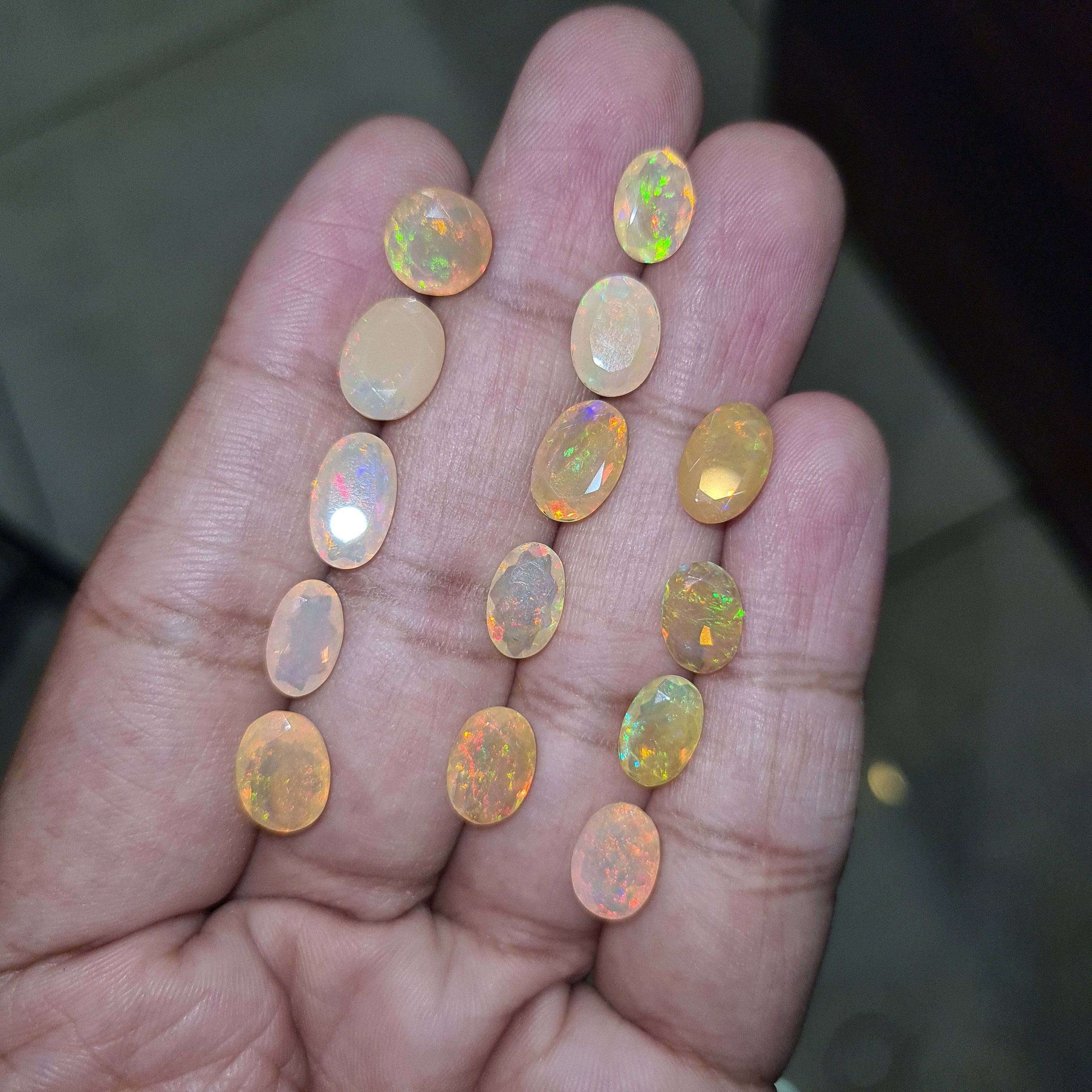 14 Pcs Natural Opal Faceted Gemstone | Size: 9-11mm, Mix Shape  | - The LabradoriteKing