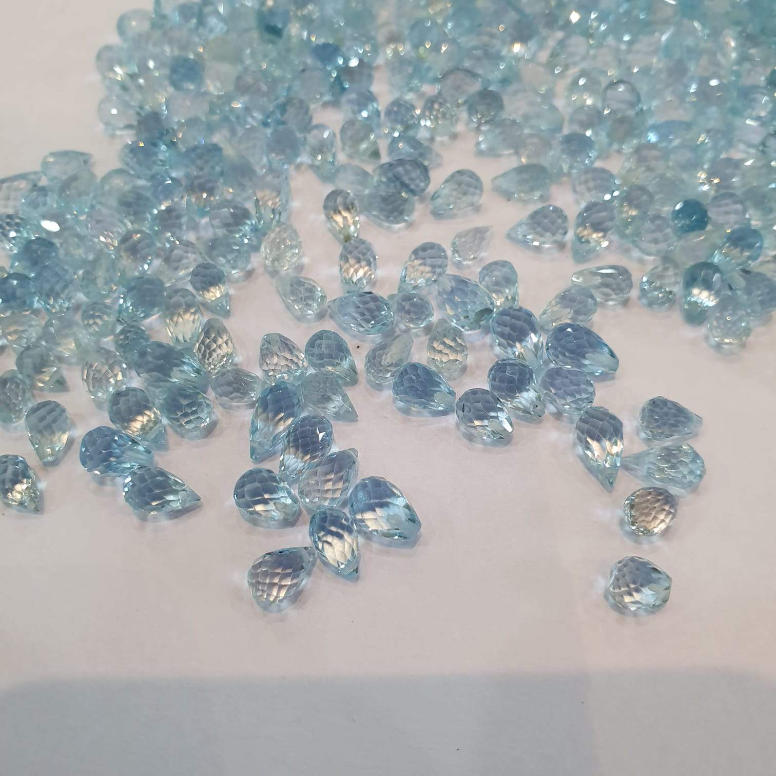 15 Pcs Blue Topaz Drops Faceted by Labradorite King 7-8mm - The LabradoriteKing