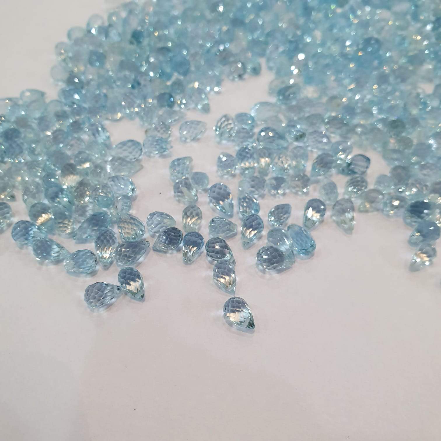 15 Pcs Blue Topaz Drops Faceted by Labradorite King 7-8mm - The LabradoriteKing