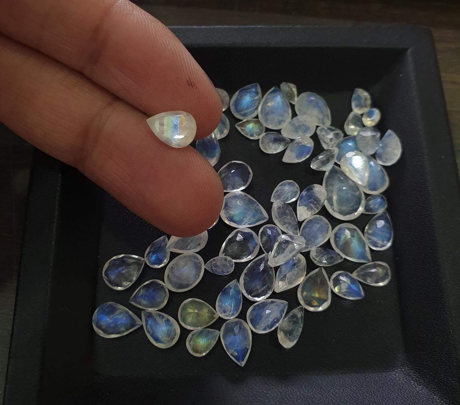 15 Pcs Moonstone Teardrops Faceted Lot/ 7-10mm - The LabradoriteKing