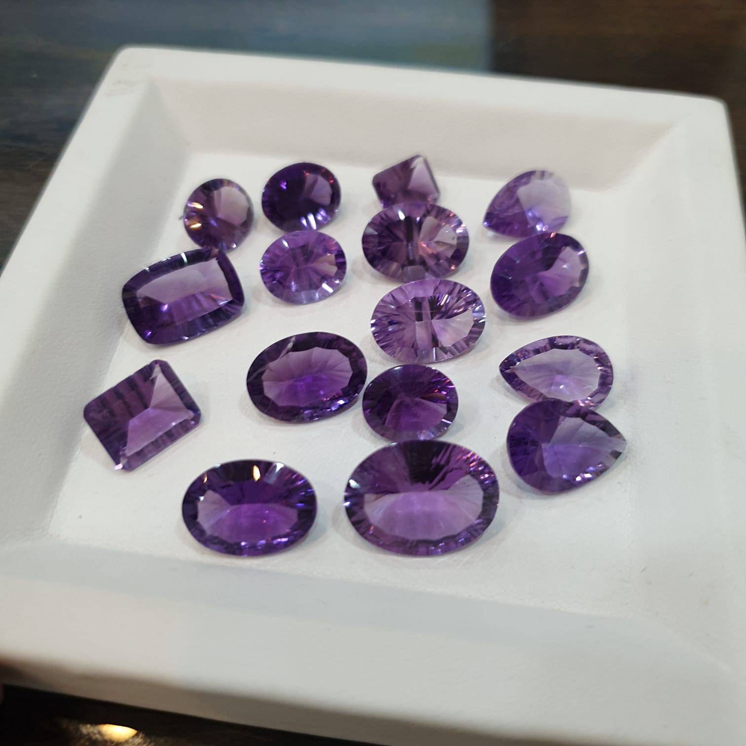 15 Pcs Natural Amethyst Concave Cut Lot Flawless - The LabradoriteKing