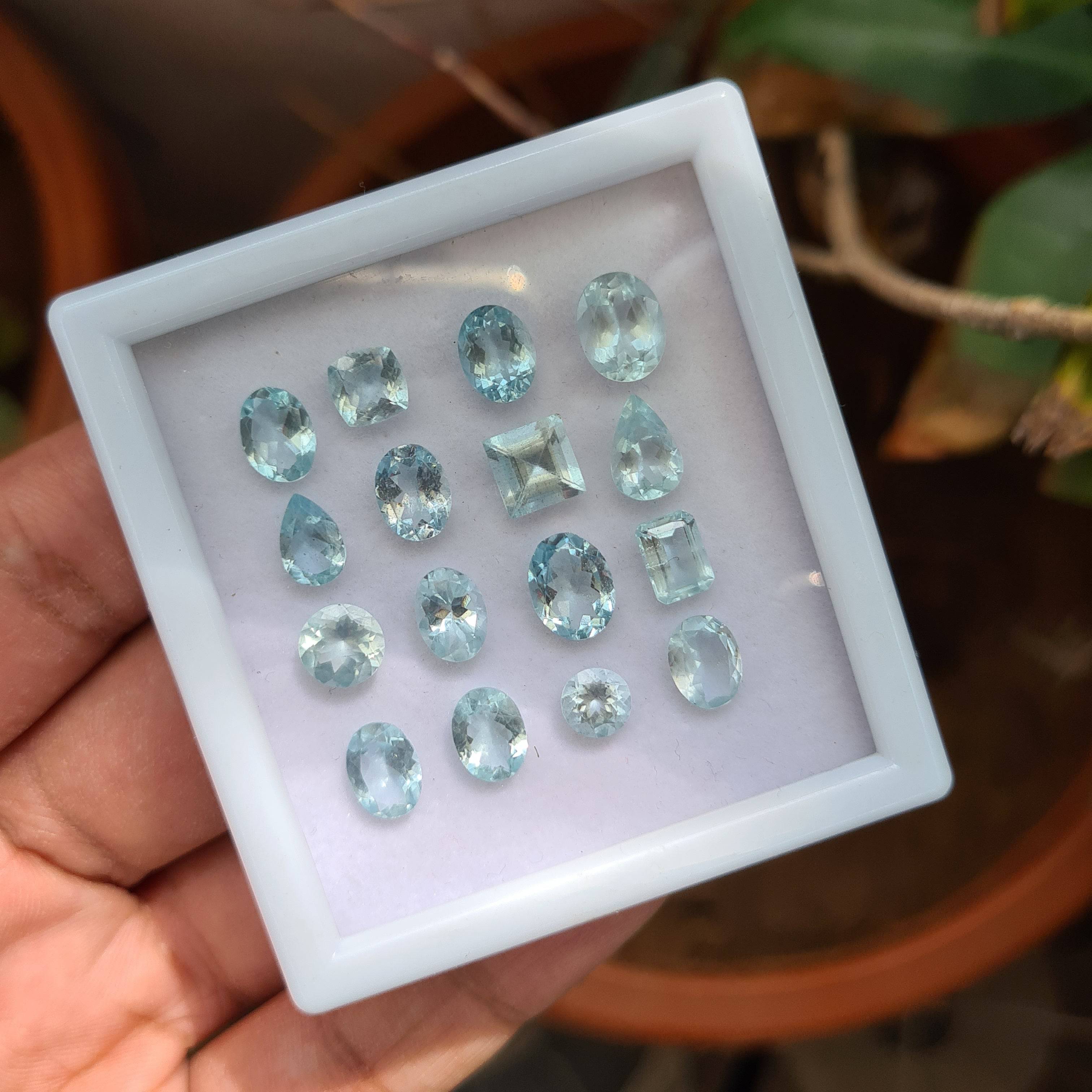 16 Pcs Natural Blue Topaz Faceted Gemstone | Size:6-9mm, Mix Shape - The LabradoriteKing