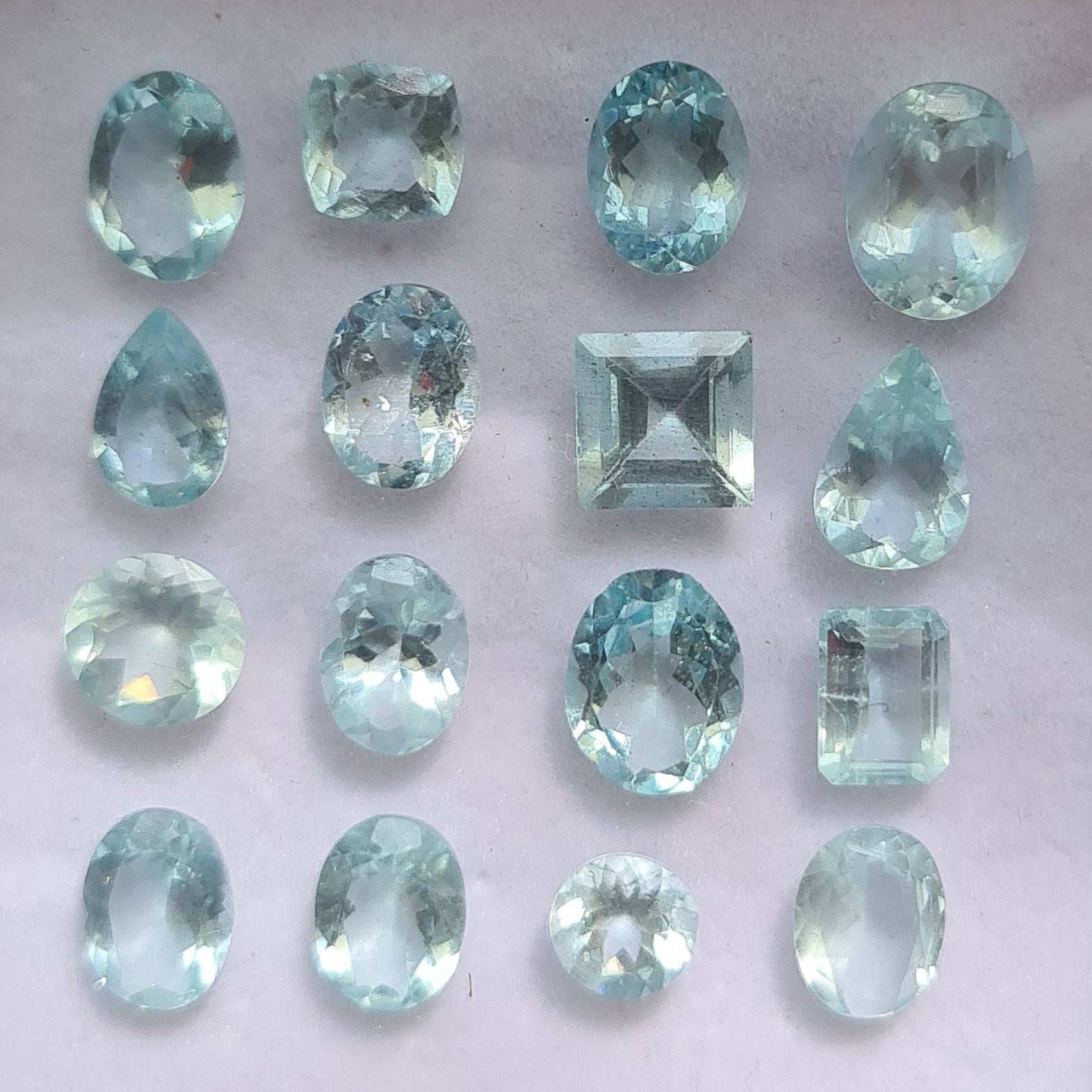 16 Pcs Natural Blue Topaz Faceted Gemstone | Size:6-9mm, Mix Shape - The LabradoriteKing