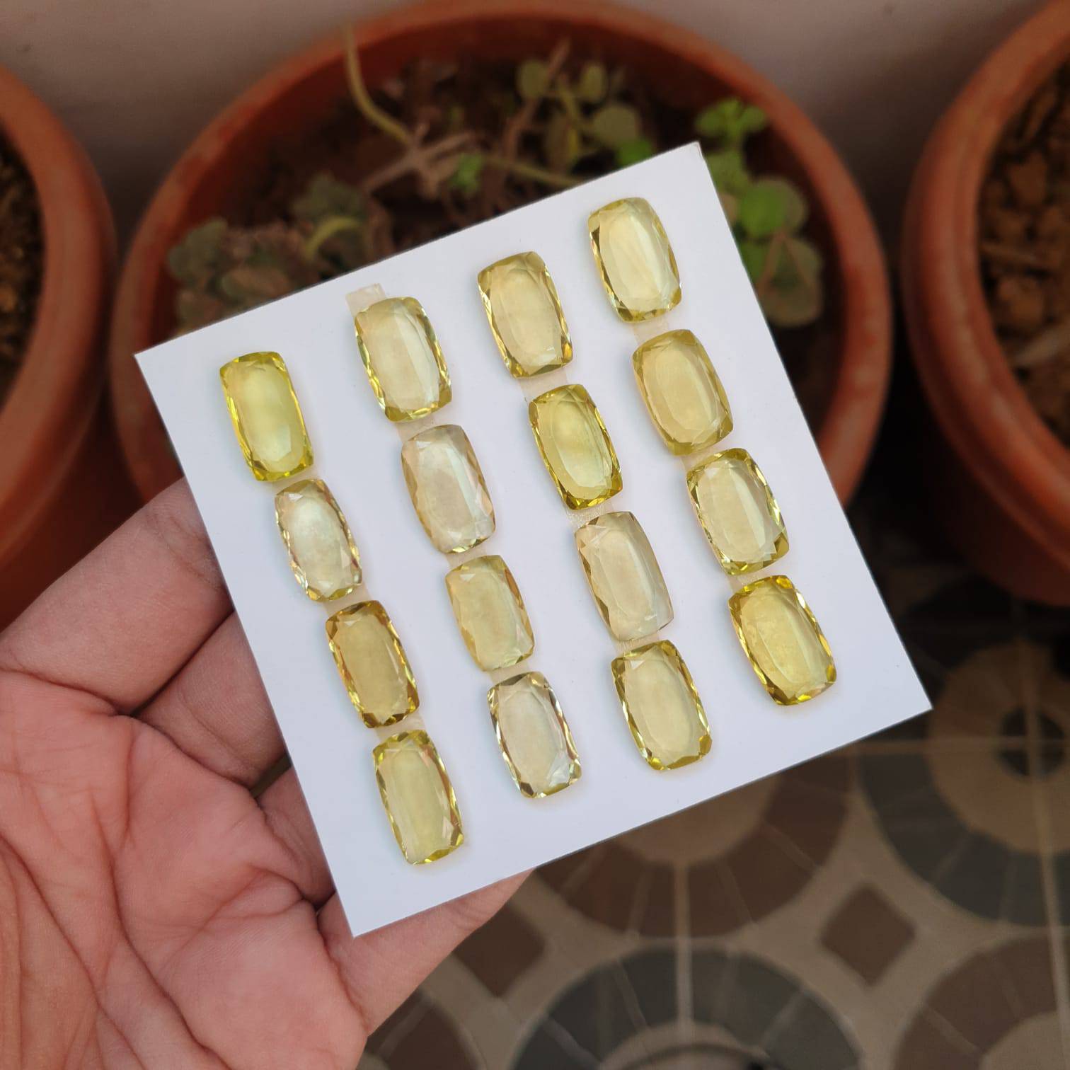 🔥 16 Pcs Natural Yellow Quartz Gemstones | Rectangle shape, Size: 18mm - The LabradoriteKing