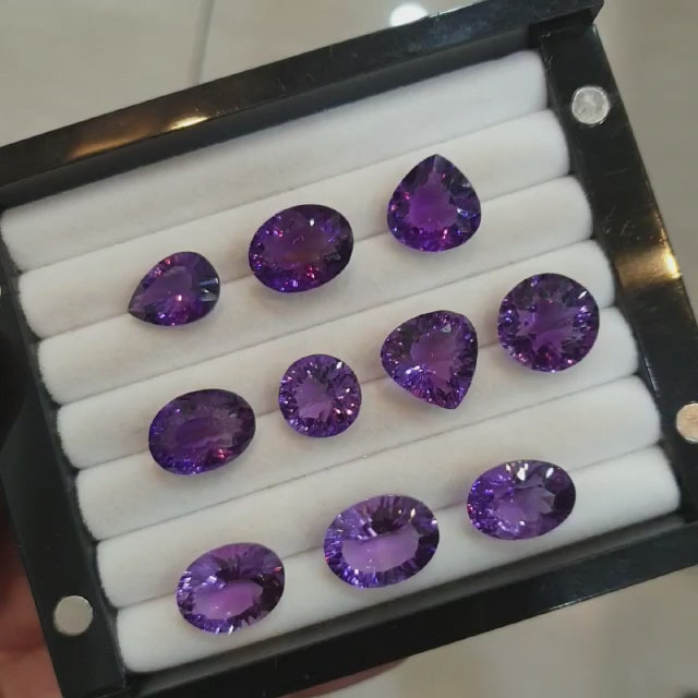 10 Pcs Natural Dark  Amethyst Faceted Gemstone Size 13-17mm Mix Shape