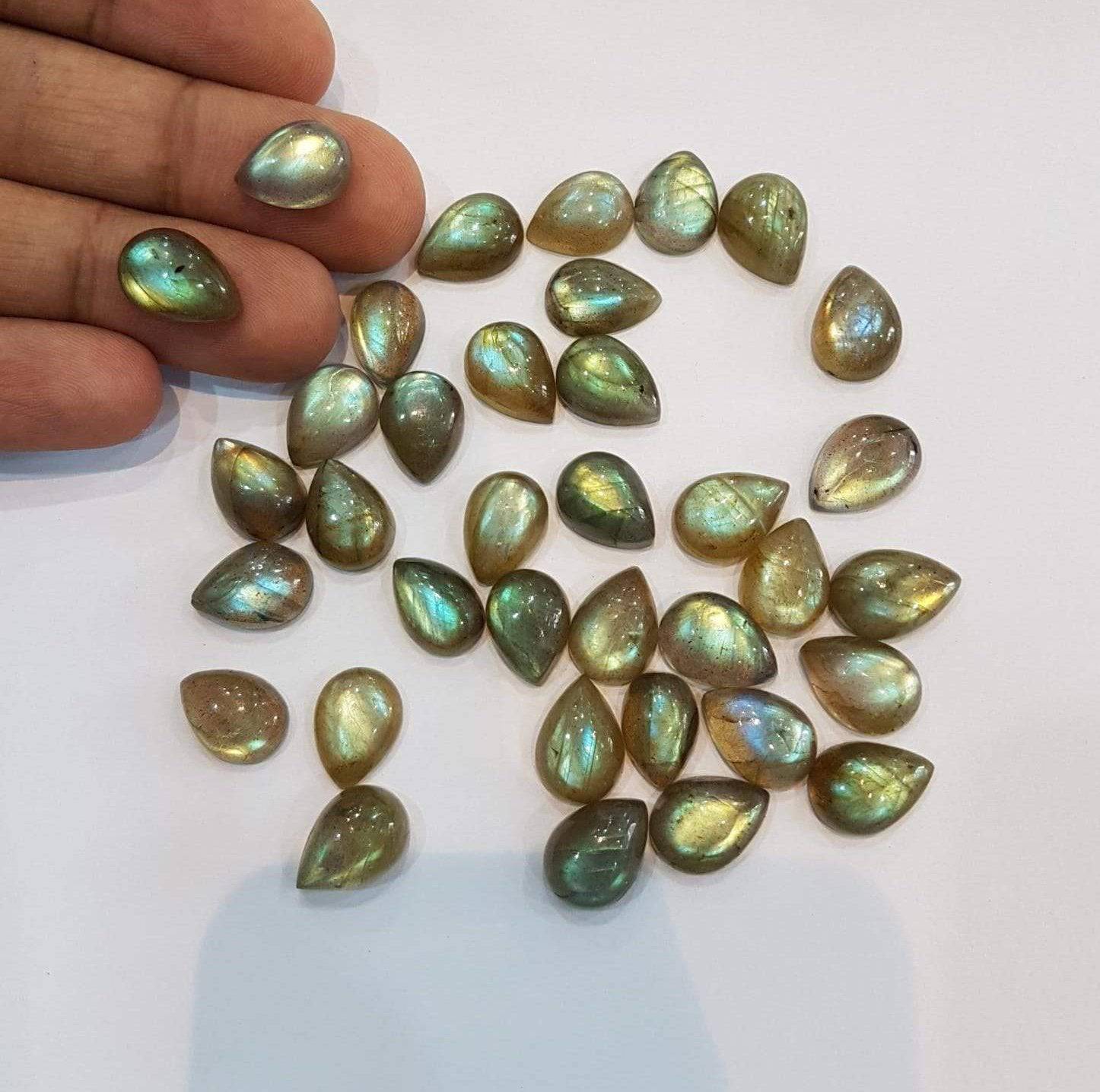 20 Pcs 14x10mm Labradorite Pears TearDrops  Cabochon - The LabradoriteKing