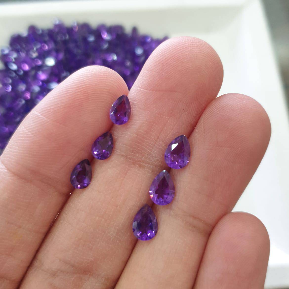 20 Pcs Amethyst Pears 6x4mm or 7x5mm | Top Quality Calibrated Size - The LabradoriteKing