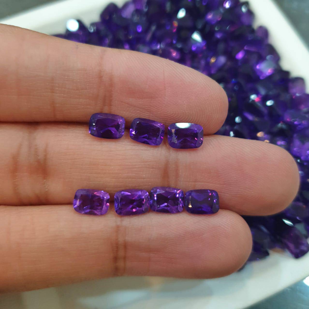 20 Pcs Amethyst Rectangular 7x5mm | Calibrated Flawless Top Quality - The LabradoriteKing