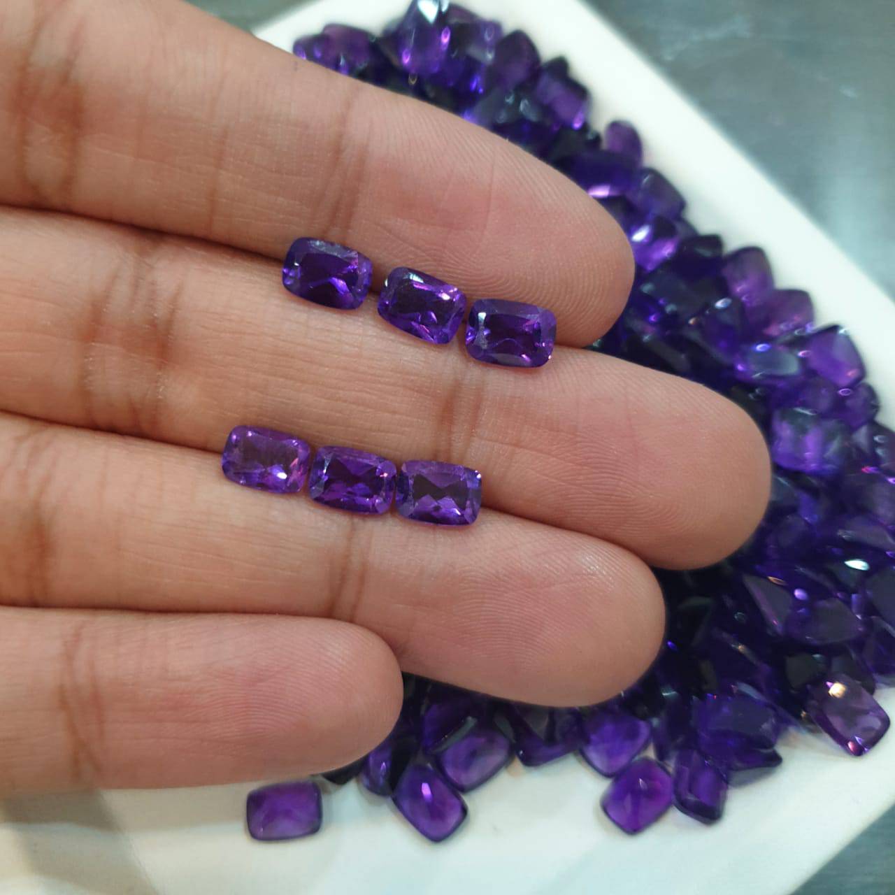 20 Pcs Amethyst Rectangular 7x5mm | Calibrated Flawless Top Quality - The LabradoriteKing