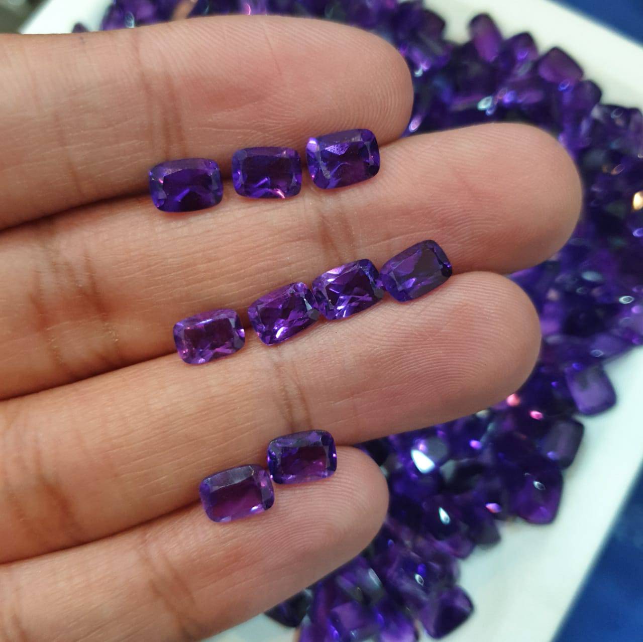 20 Pcs Amethyst Rectangular 7x5mm | Calibrated Flawless Top Quality - The LabradoriteKing