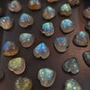20 Pcs Labradorite Heart Cabochons | 6mm Size Calibrated - The LabradoriteKing