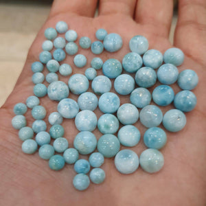 20 Pcs Larimar Cabochons | Round Calibrated Natural Cabs - The LabradoriteKing