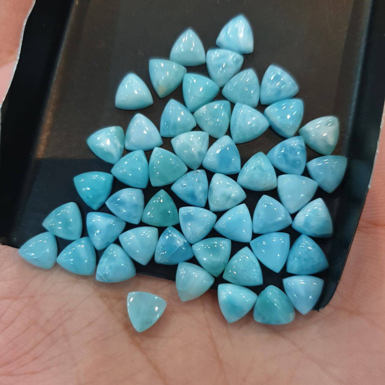 20 Pcs Larimar Trillion Flat Backs | 5mm Good Quality Cabochons - The LabradoriteKing