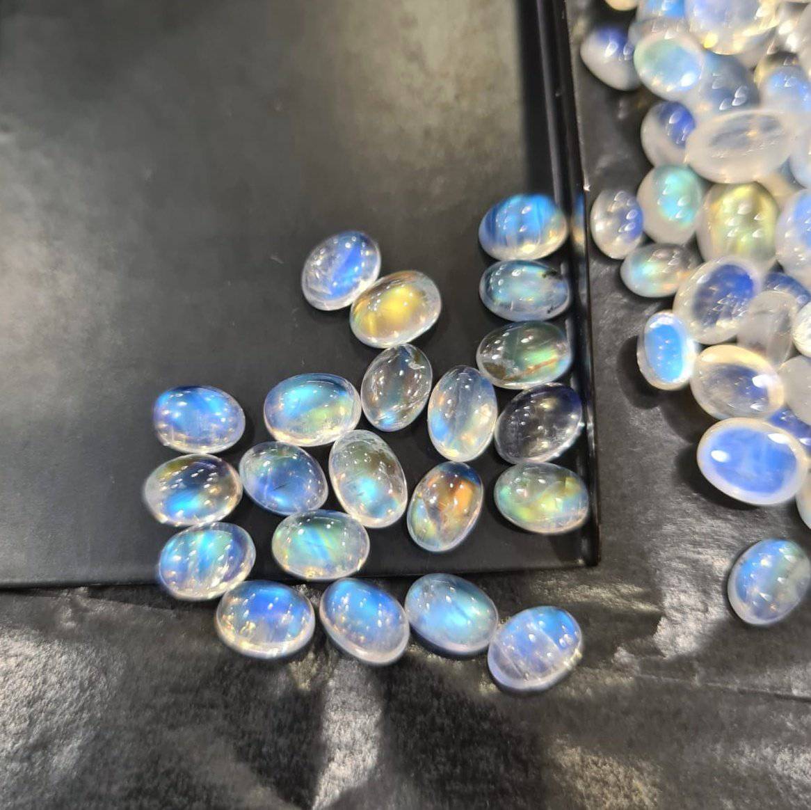 20 Pcs Moonstone Rainbow | 7mm oval Good Quality - The LabradoriteKing