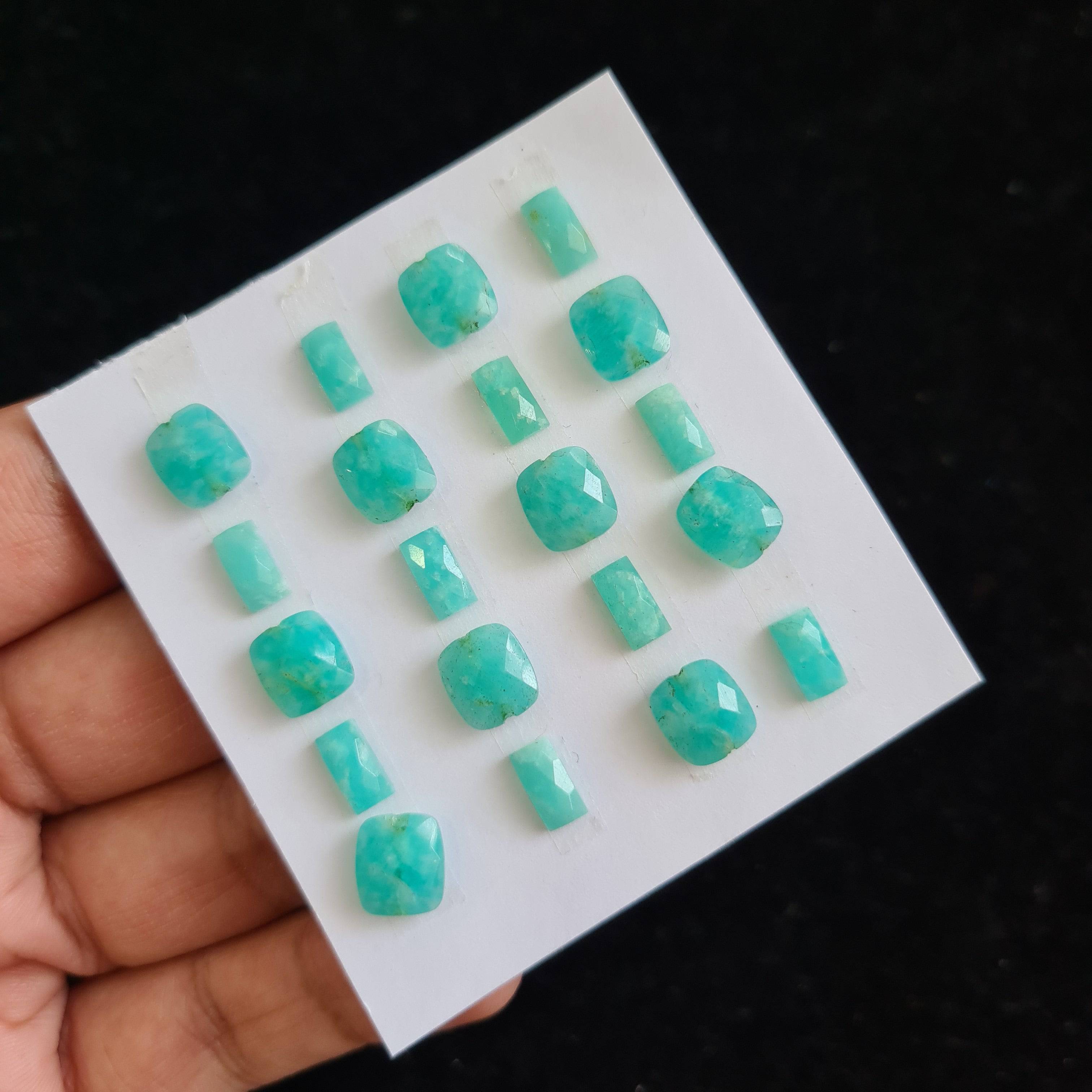 20 Pcs Natural Amazonite Rosecut Gemstones | Mix Shape, 8-9mm Size, - The LabradoriteKing