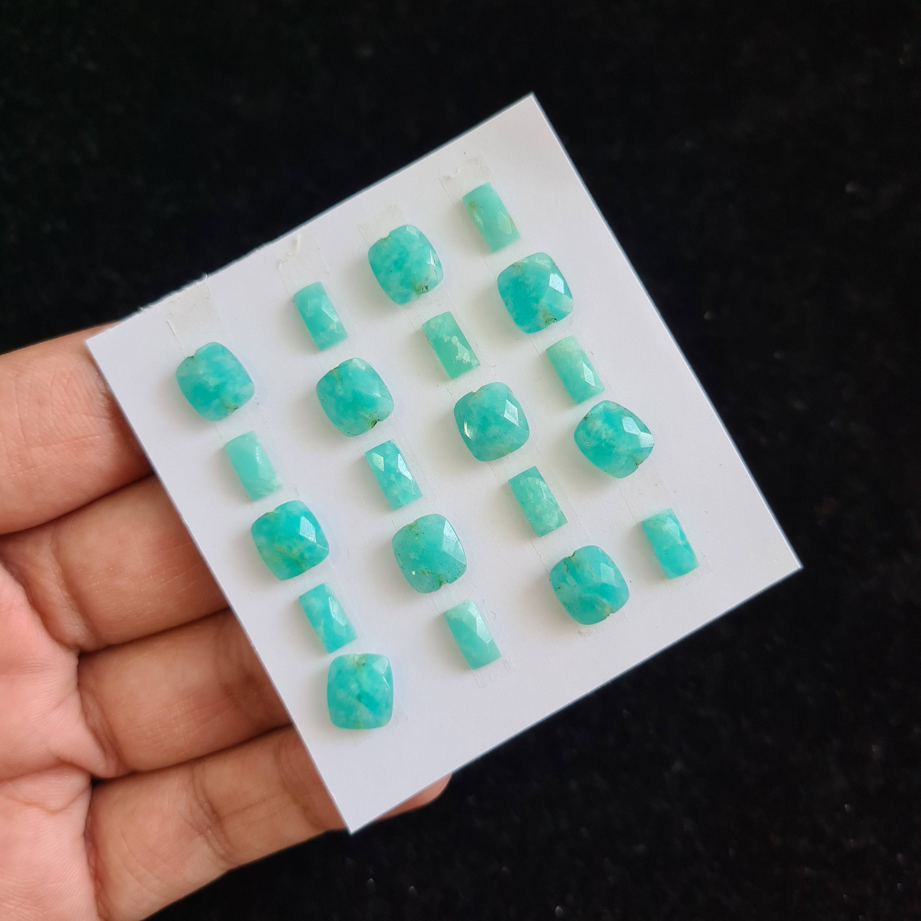 20 Pcs Natural Amazonite Rosecut Gemstones | Mix Shape, 8-9mm Size, - The LabradoriteKing