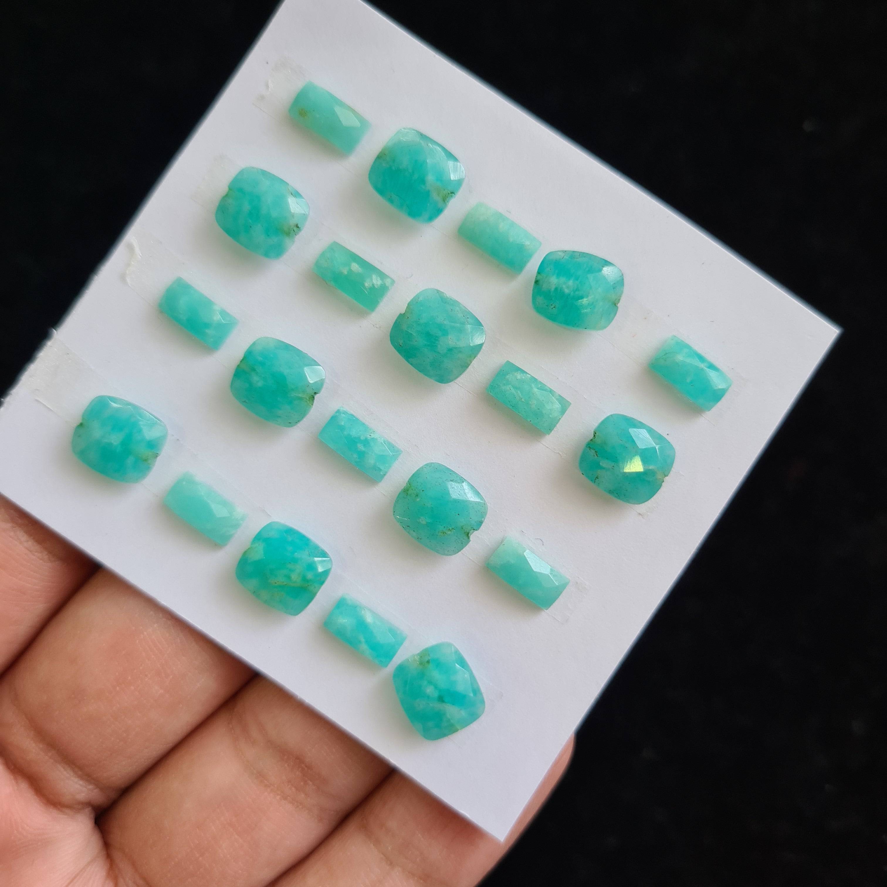 20 Pcs Natural Amazonite Rosecut Gemstones | Mix Shape, 8-9mm Size, - The LabradoriteKing