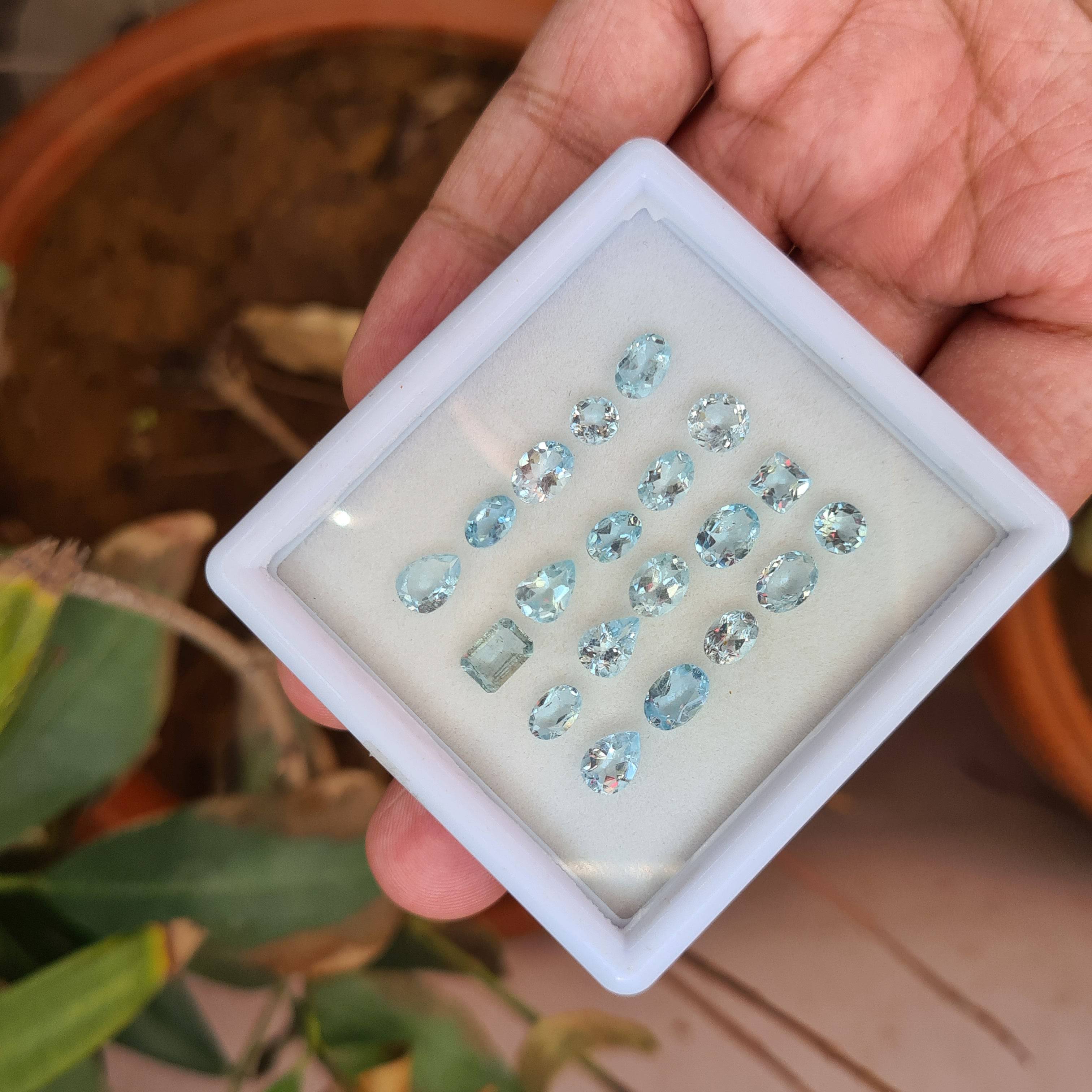 20 Pcs Natural Aquamarine Faceted Gemstones | Mix Shape, 5-7mm Size, - The LabradoriteKing