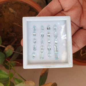 20 Pcs Natural Aquamarine Faceted Gemstones Mix Shape, 6-8mm - The LabradoriteKing