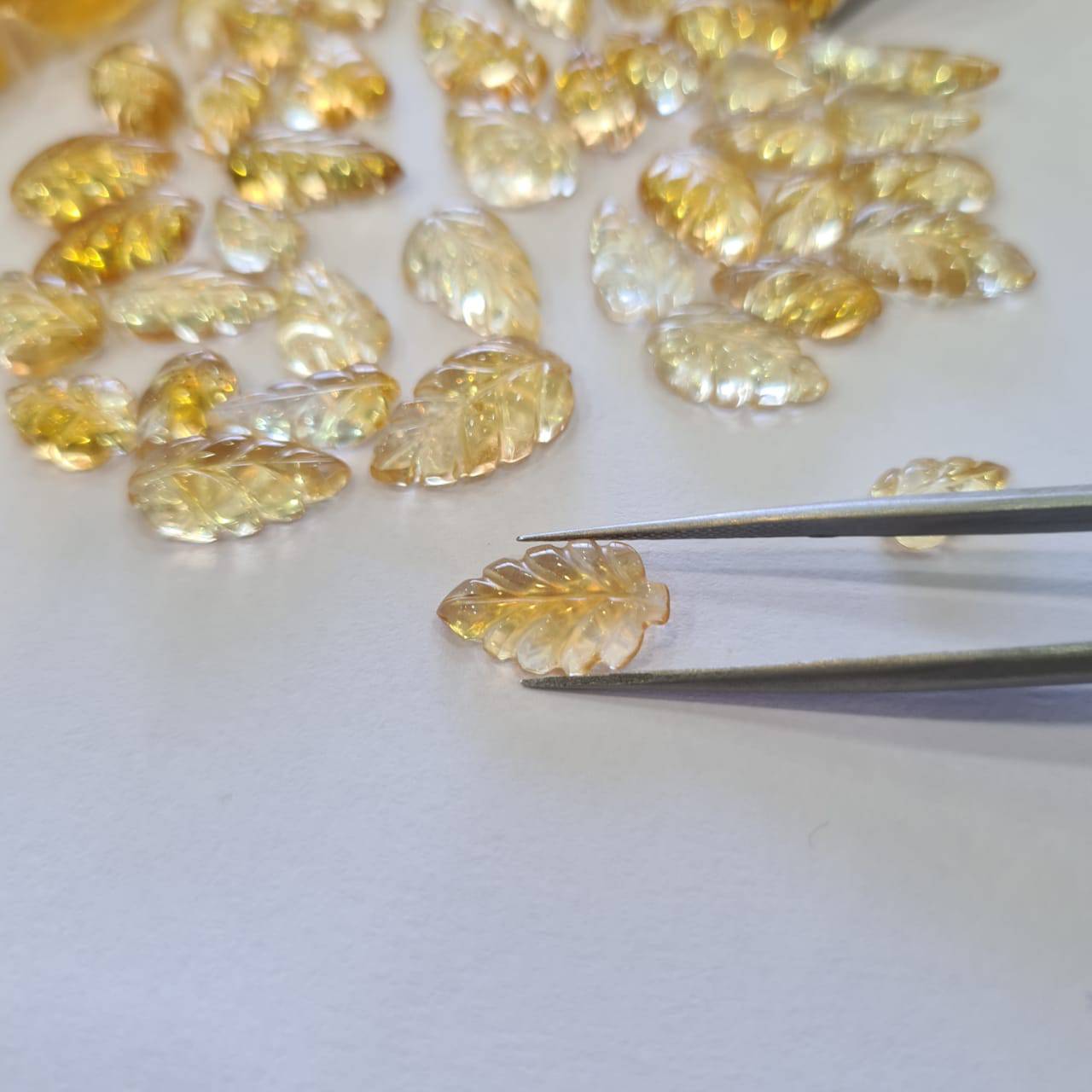 20 Pcs Natural Citrine Carved Leaf | Untreated 8-16mm Sizes - The LabradoriteKing