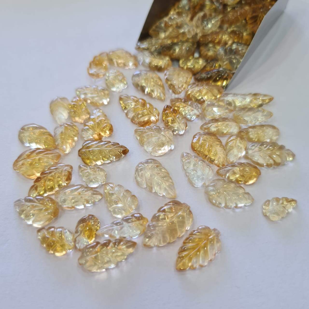 20 Pcs Natural Citrine Carved Leaf | Untreated 8-16mm Sizes - The LabradoriteKing