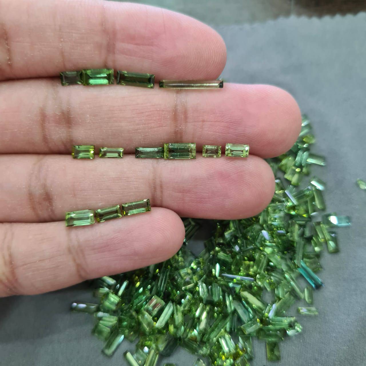 20 Pcs Natural Green Tourmaline Baguettes | 5-8mm Sizes Mix Untreated - The LabradoriteKing