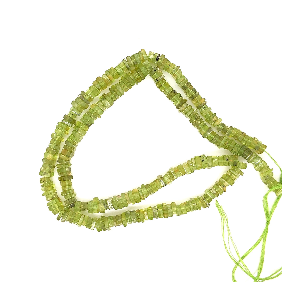 Natural Green Peridot Square Shape Beads Gemstone Size -4-5mm 17 Inches Full Gemstone - The LabradoriteKing