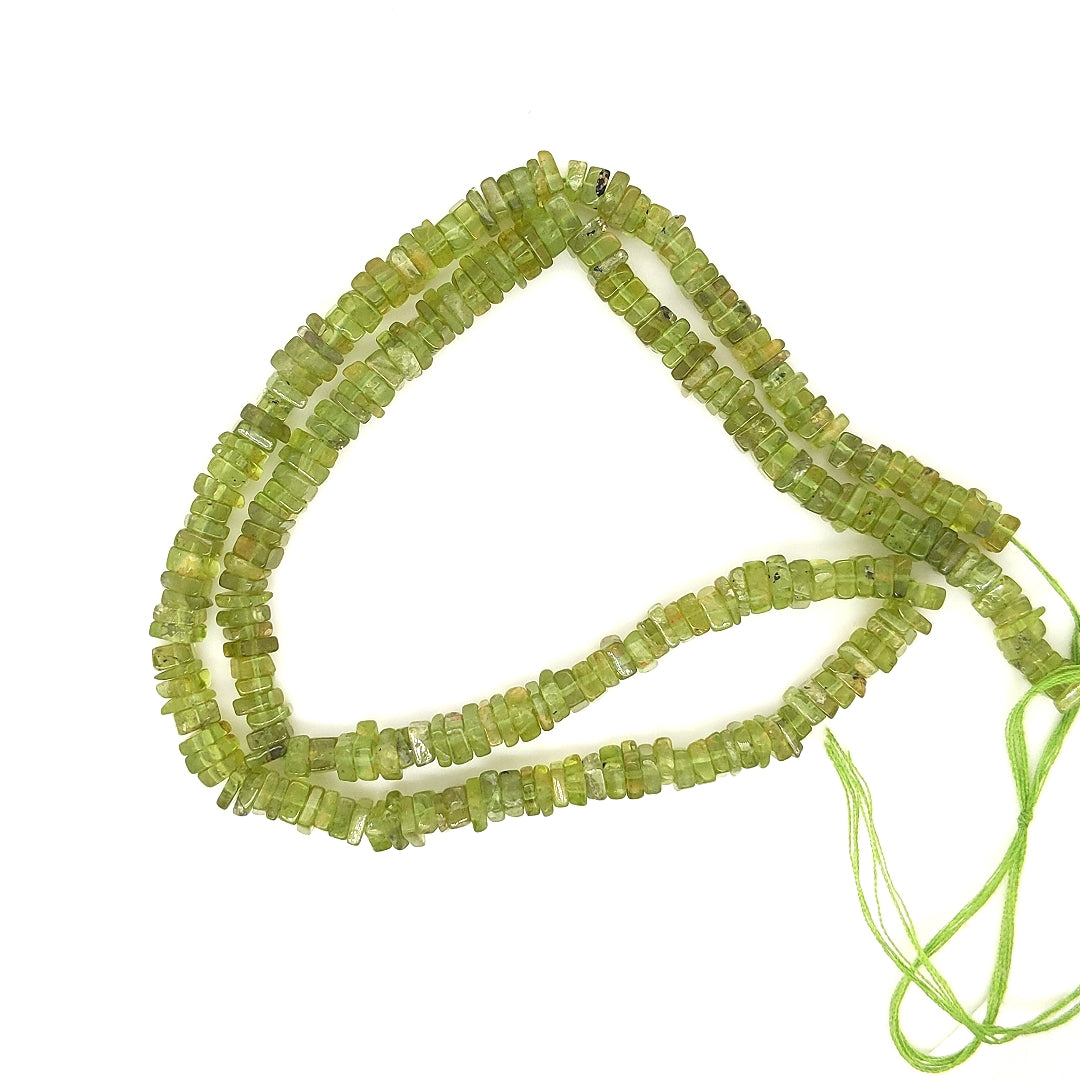 Natural Green Peridot Square Shape Beads Gemstone Size -4-5mm 17 Inches Full Gemstone - The LabradoriteKing