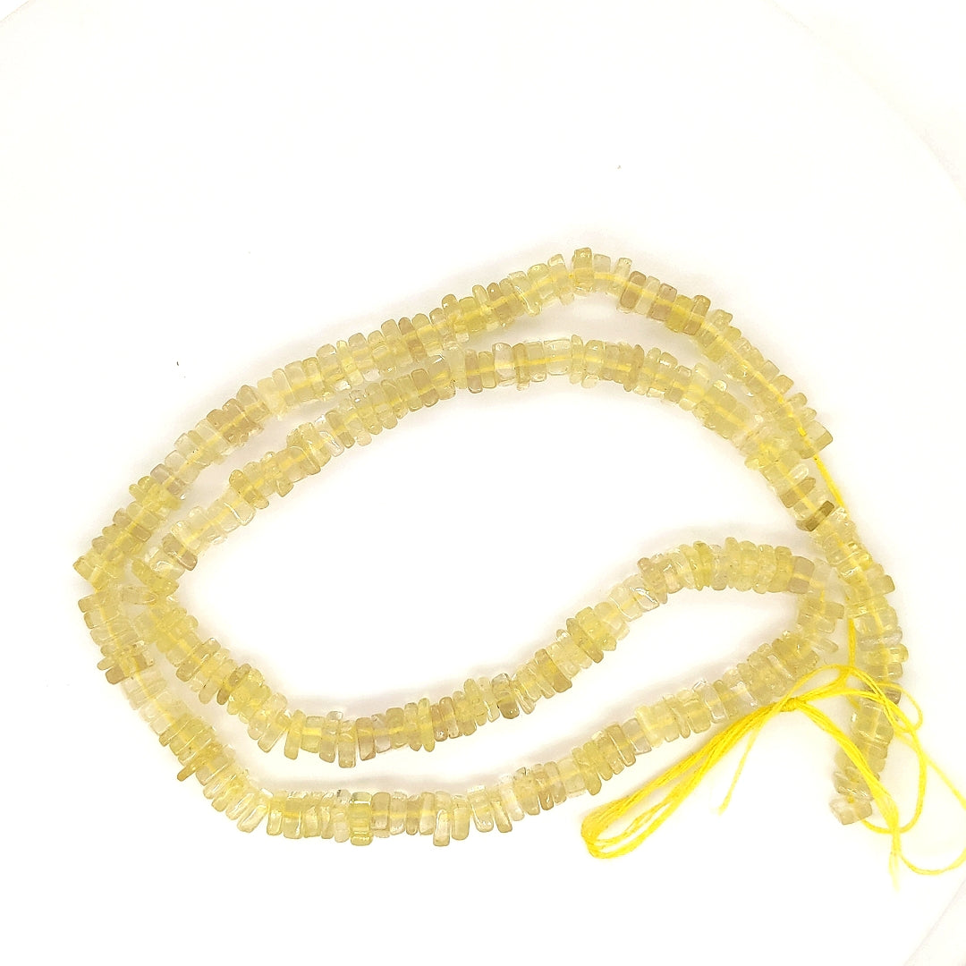AAA Natural Lemon Quartz Heishi Square Beads Size 4mm 16 Inches - The LabradoriteKing