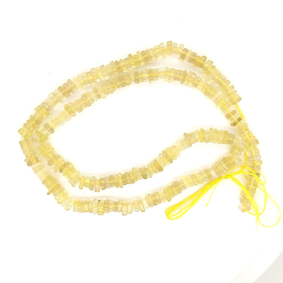 AAA Natural Lemon Quartz Heishi Square Beads Size 4mm 16 Inches - The LabradoriteKing