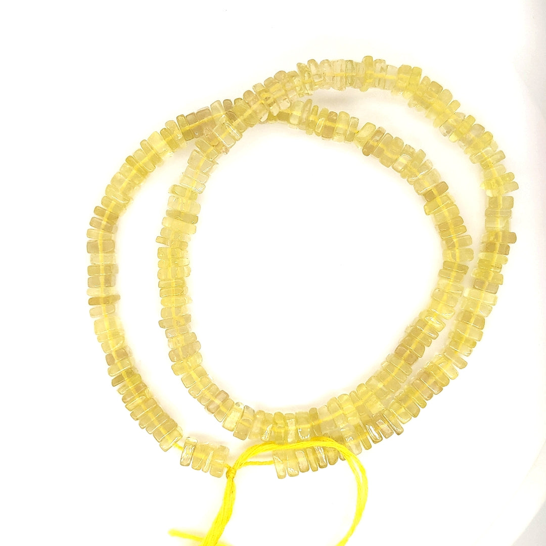 AAA Natural Lemon Quartz Heishi Square Beads Size -4-6mm 17 Inches Full - The LabradoriteKing