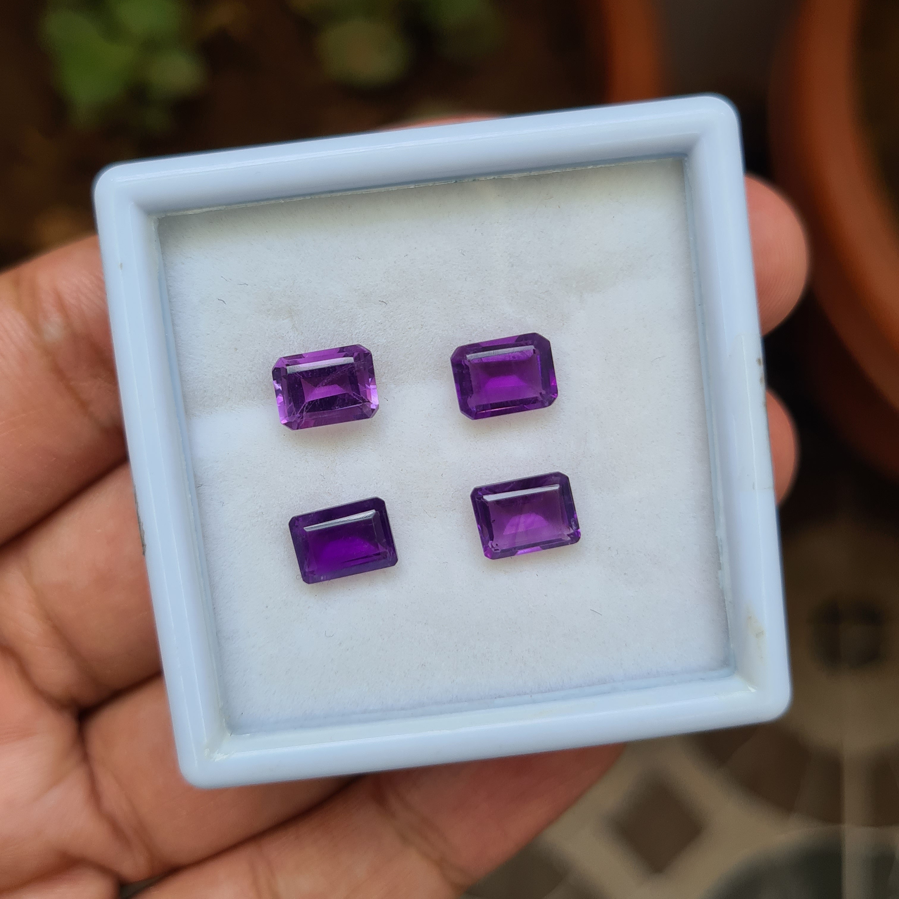 Natural Amethyst Faceted Gemstone I  Size 6-8mm, Shape: Rectangle - The LabradoriteKing