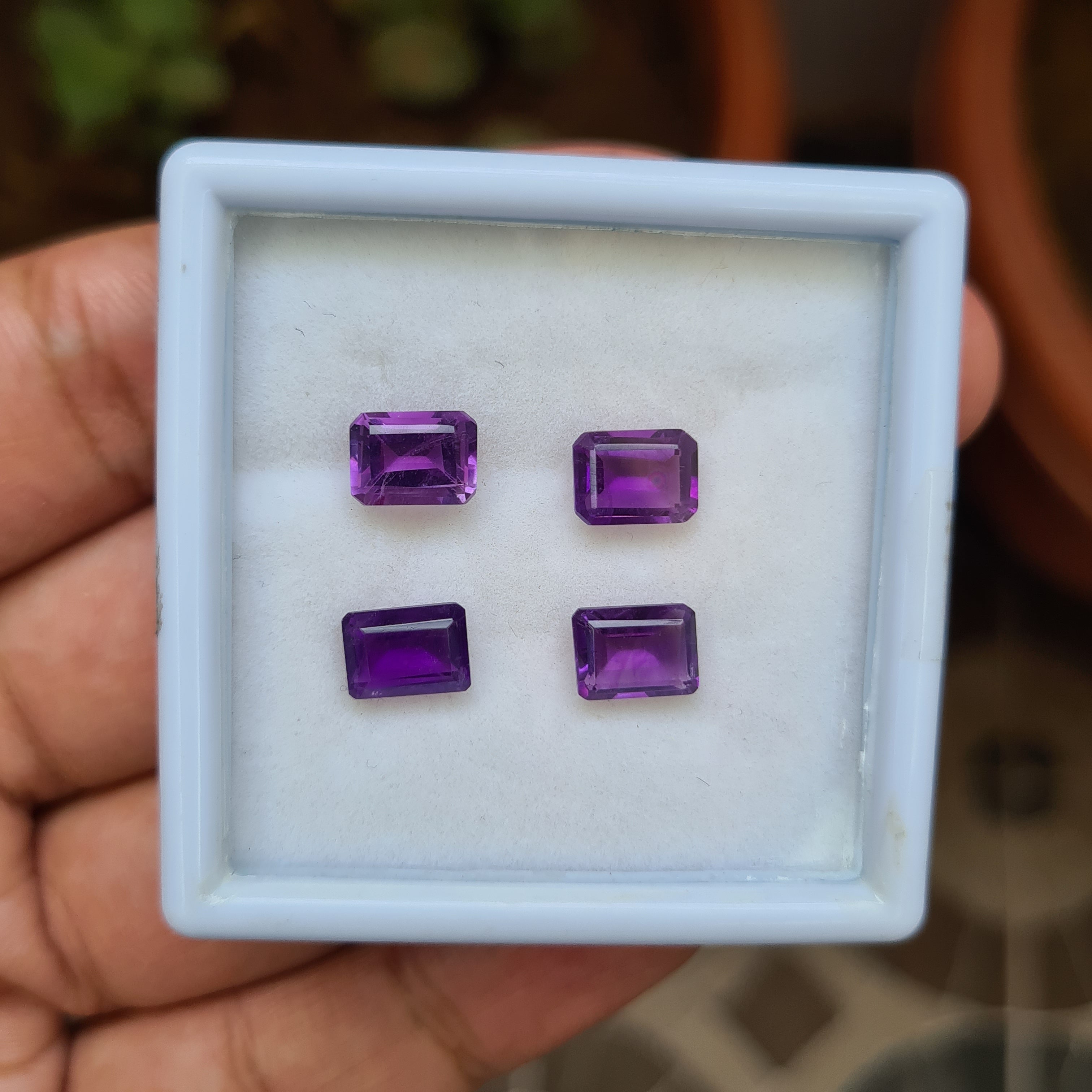 Natural Amethyst Faceted Gemstone I  Size 6-8mm, Shape: Rectangle - The LabradoriteKing