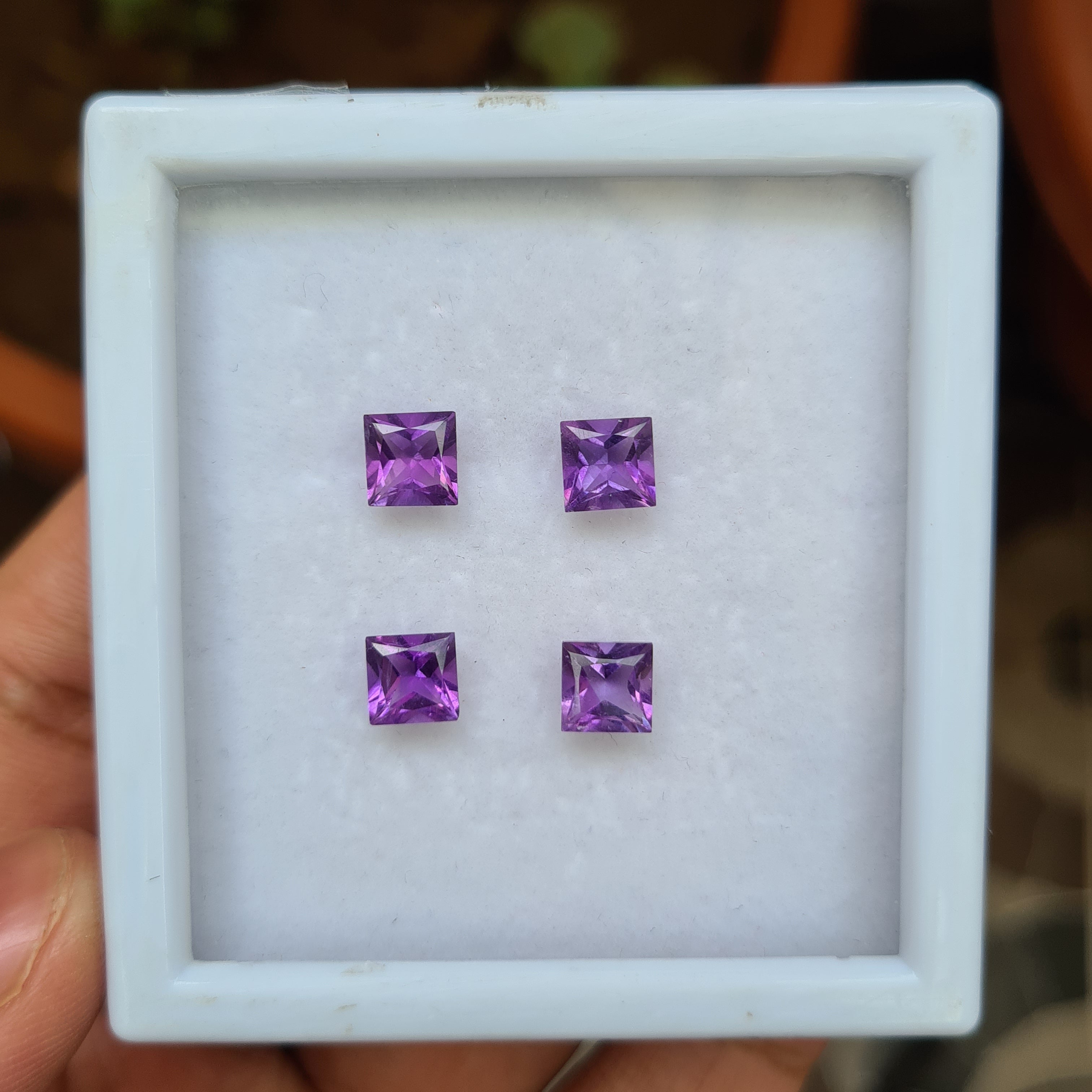 Natural Amethyst Faceted Gemstone I  Size 5-6mm, Shape: Square - The LabradoriteKing