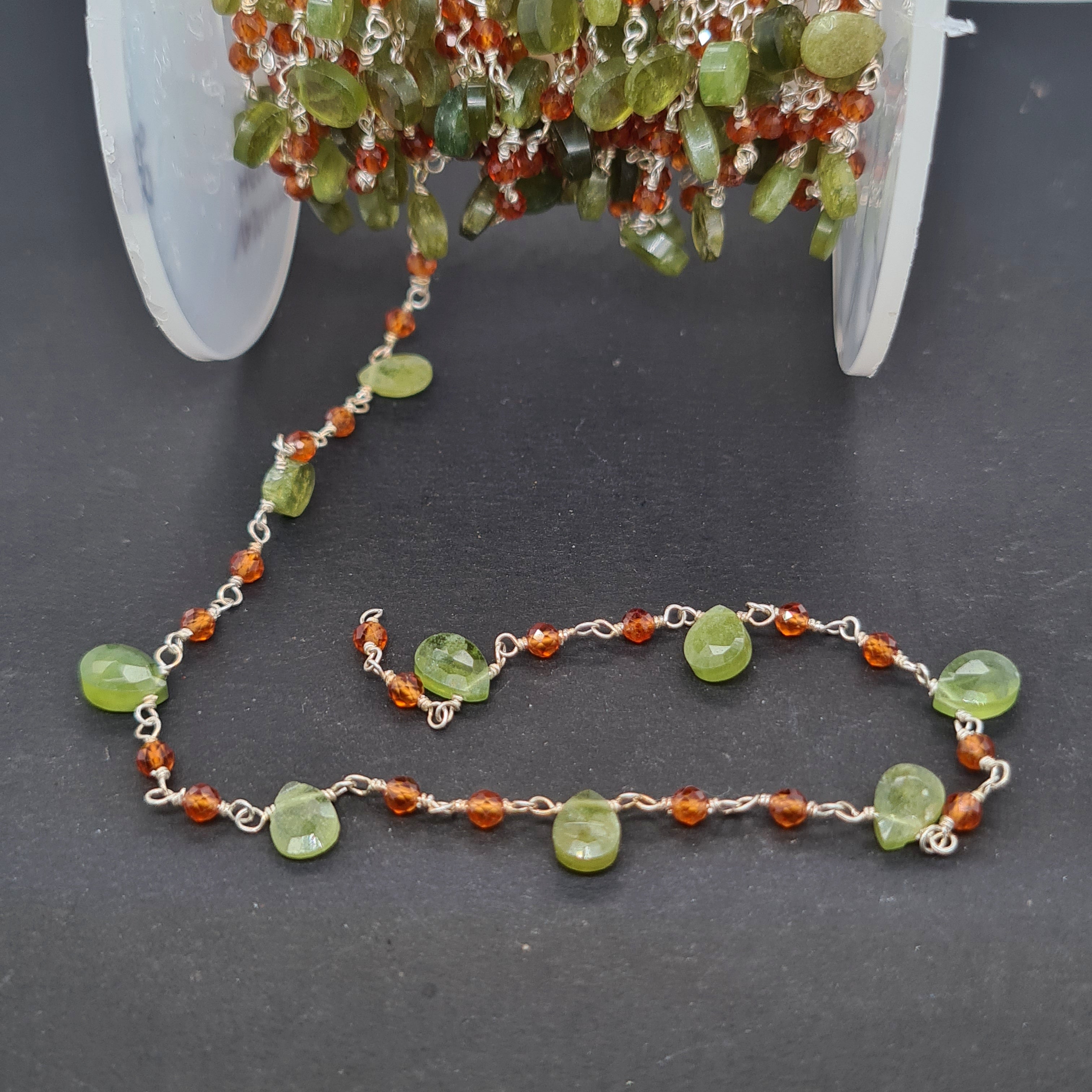 Vesonite & Hessonite Chain on 925 Sterling Silver | 3-7mm | by Length - The LabradoriteKing