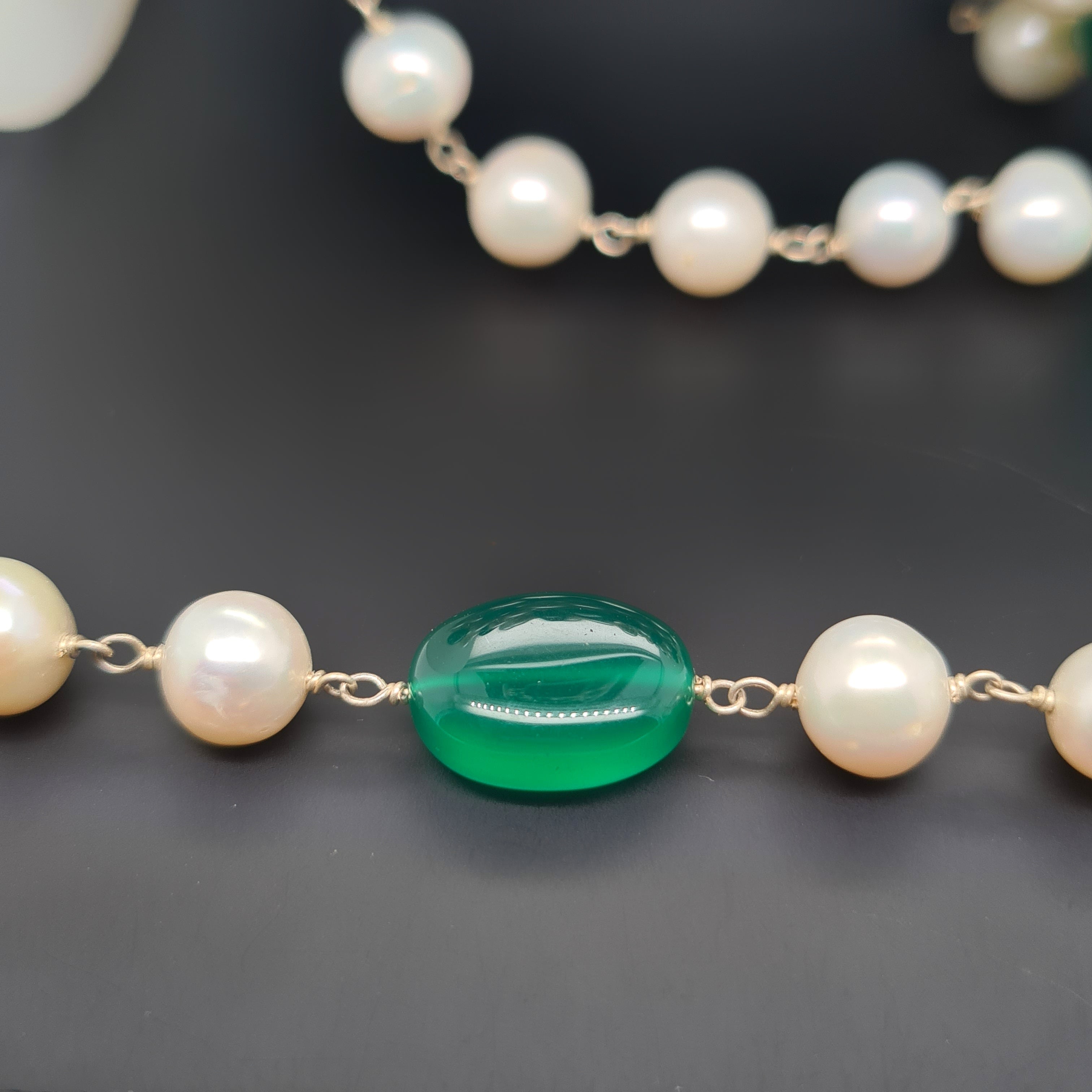 Natural Peach Green Onyx Chain on 925 Sterling Silver | 8-14mm | by Length - The LabradoriteKing