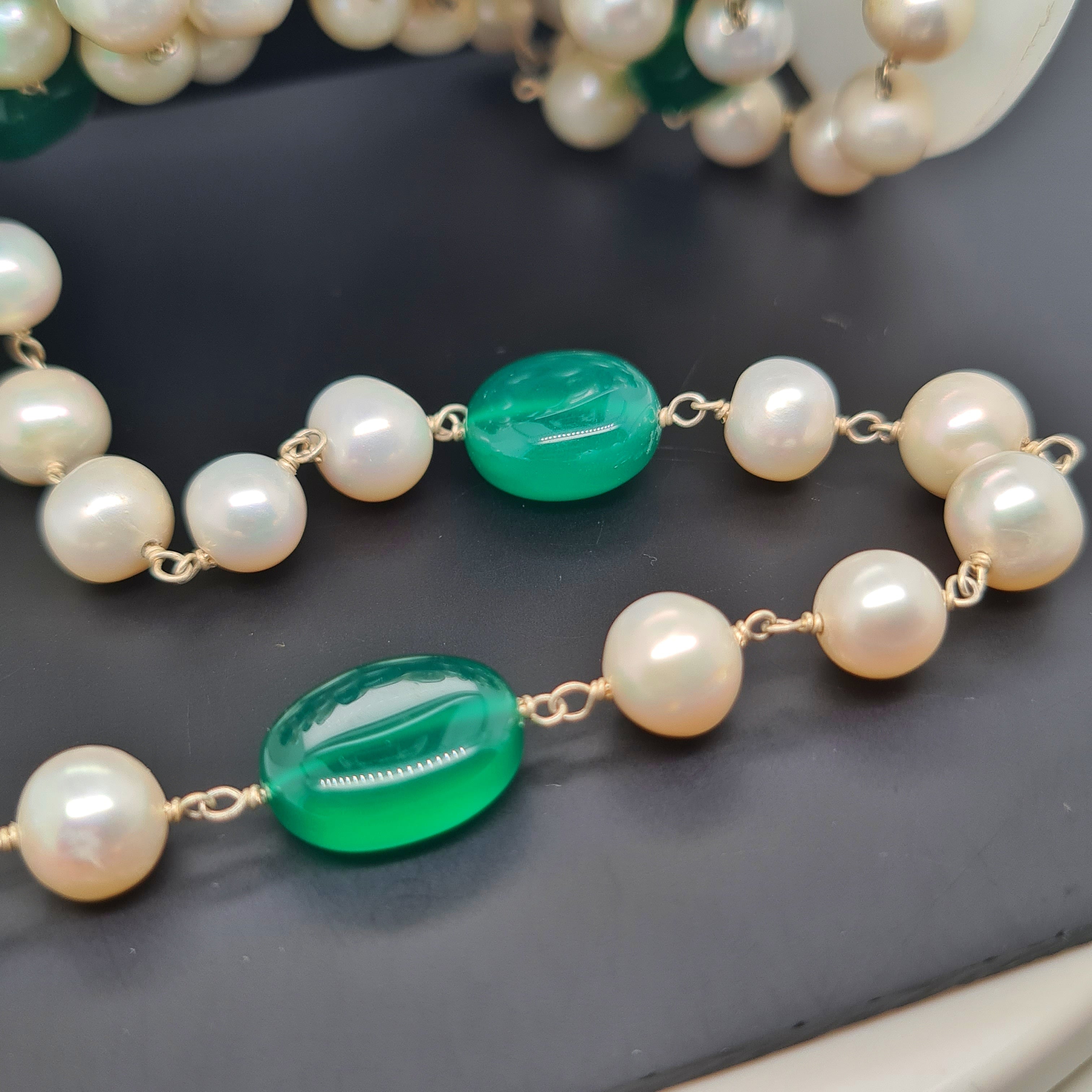 Natural Peach Green Onyx Chain on 925 Sterling Silver | 8-14mm | by Length - The LabradoriteKing