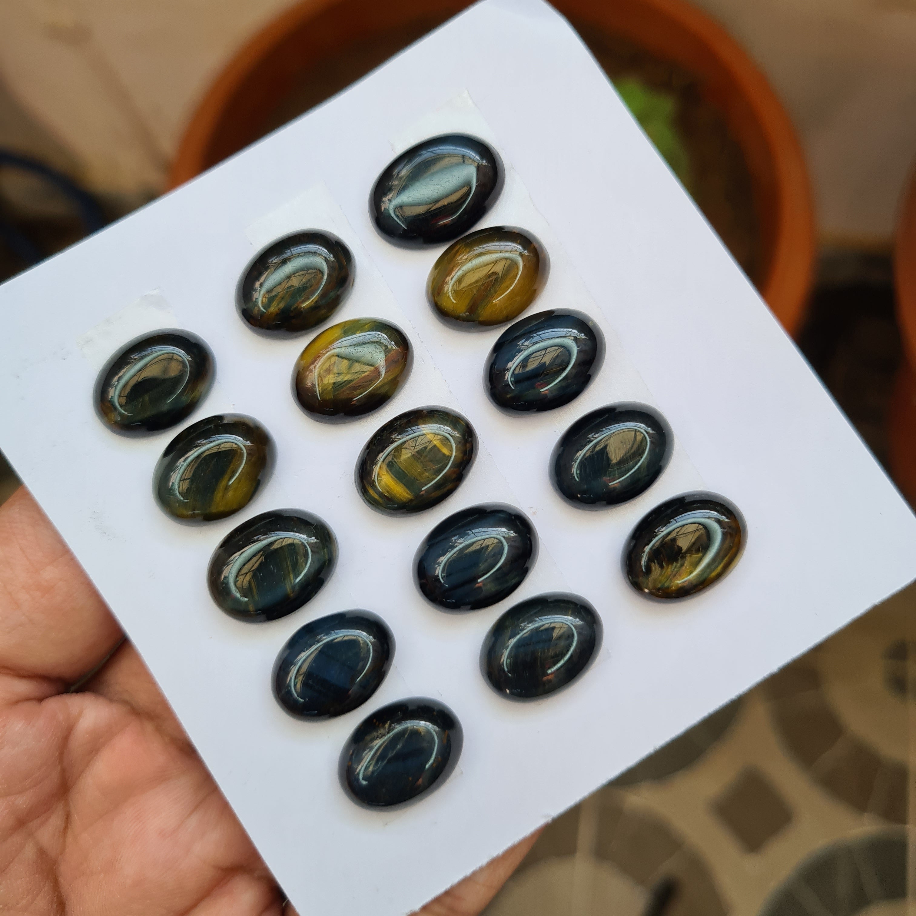 15 Pcs Natural Tiger Eye Cabochon Gemstones | Oval Shape, 16-18mm Size, - The LabradoriteKing