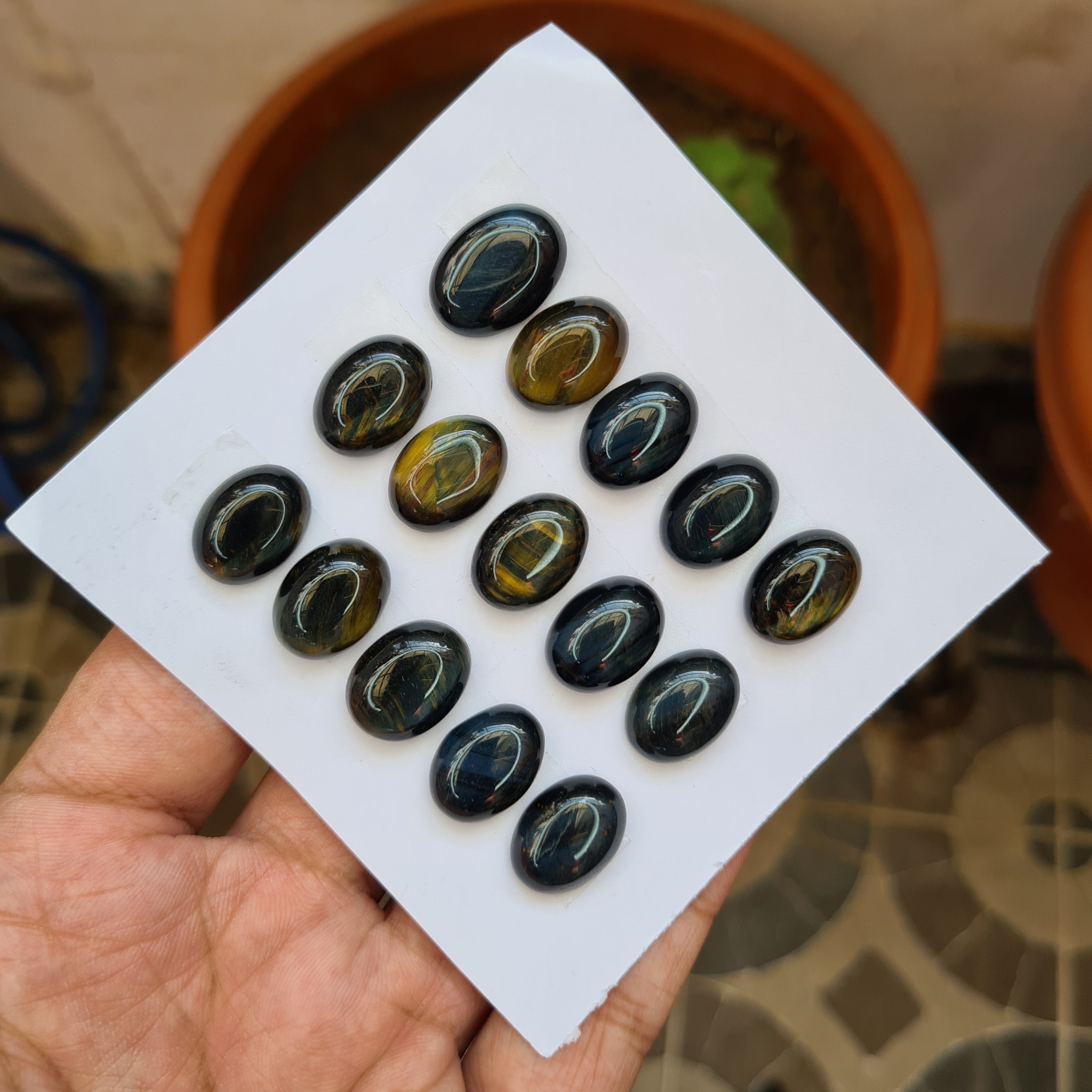 15 Pcs Natural Tiger Eye Cabochon Gemstones | Oval Shape, 16-18mm Size, - The LabradoriteKing