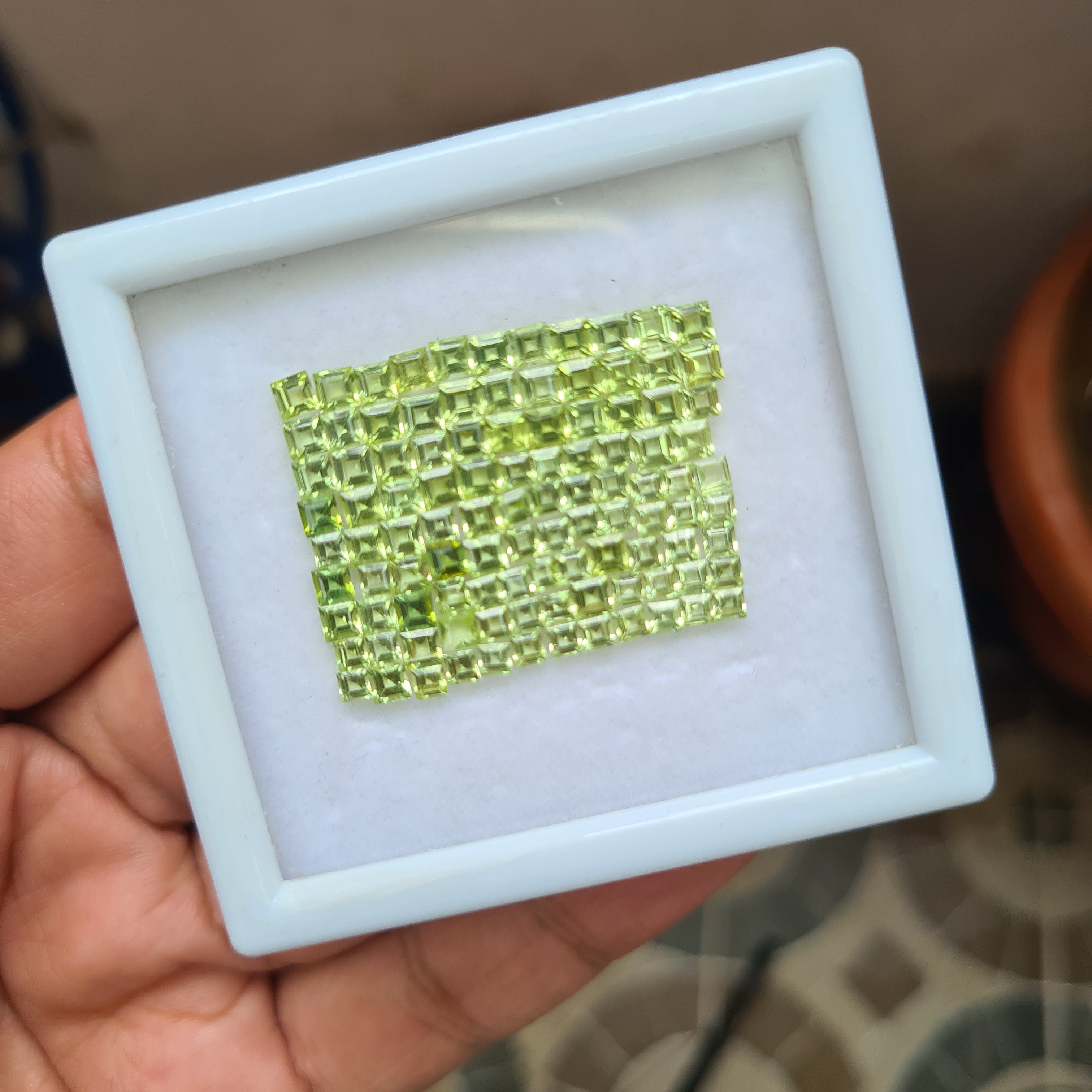 Natural Peridot 2-3mm TOP Quality Wholesale Lot 13Cts Shape: Square - The LabradoriteKing