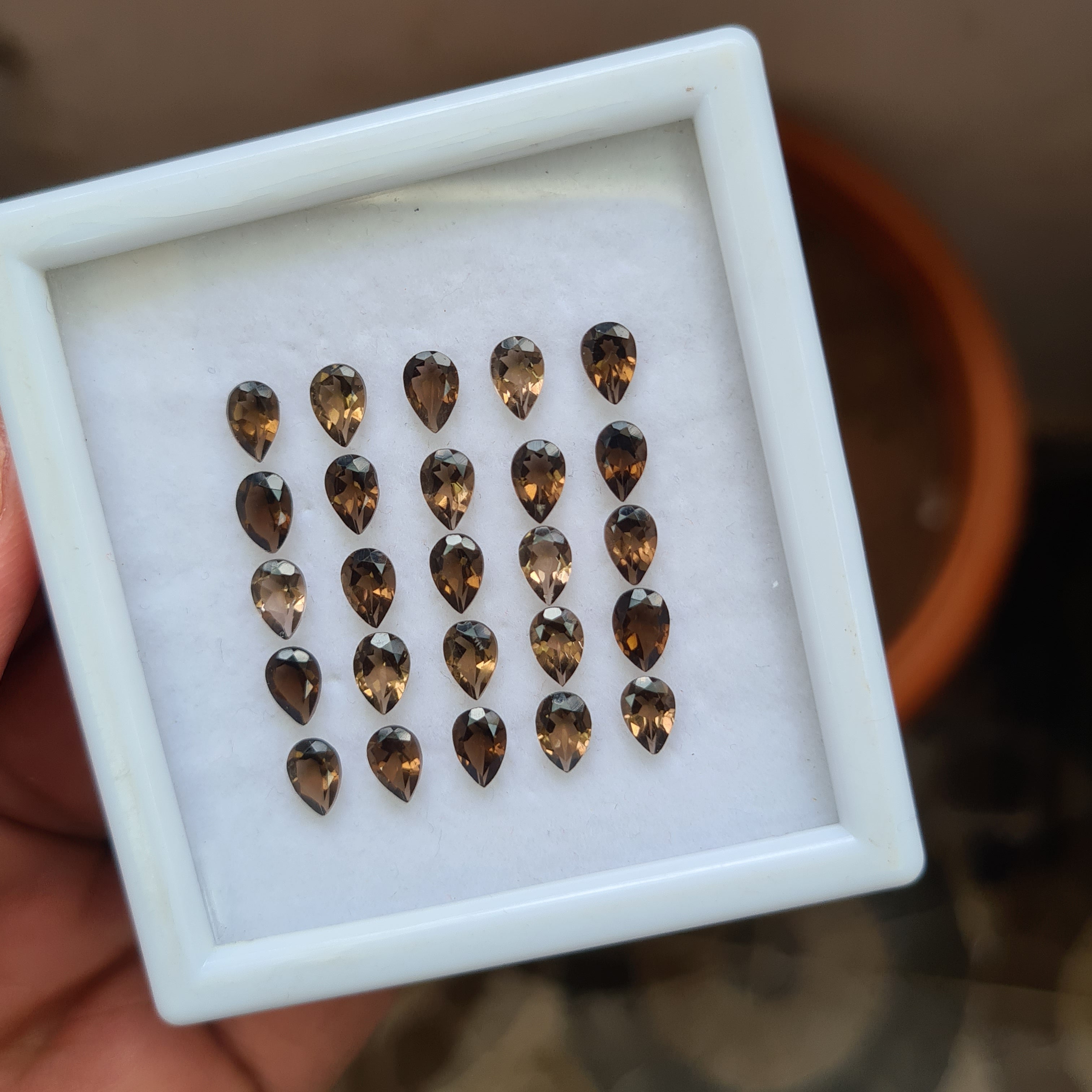 25 Pcs Natural AAA Quality Smoky Quartz Faceted Gemstones | Pear Shape, Size: 6x4mm - The LabradoriteKing
