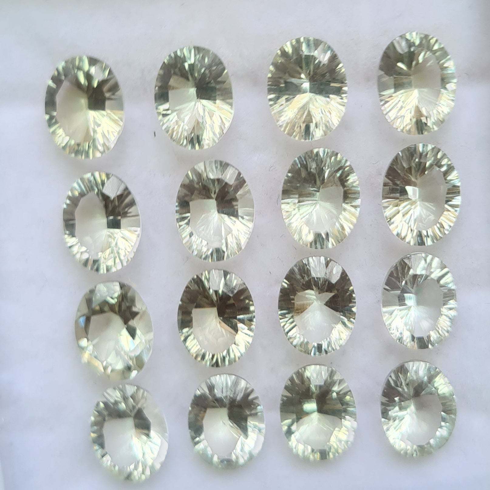 16 Pcs Natural Green Amethyst Faceted Gemstone 9x7mm Oval Shape - The LabradoriteKing