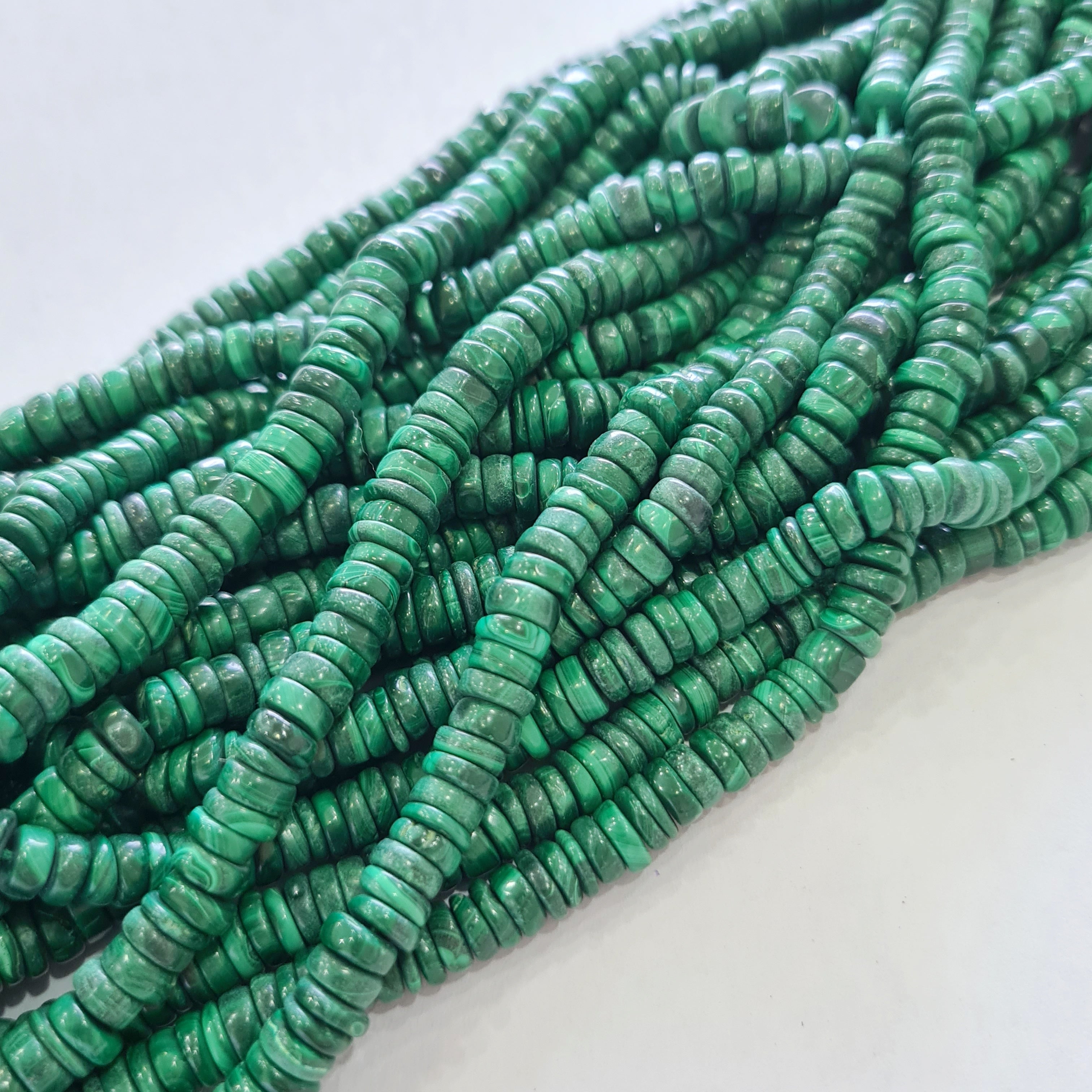 Natural Malachite Tire Beads 6mm, 14" Inches beads, Dice Beads - The LabradoriteKing