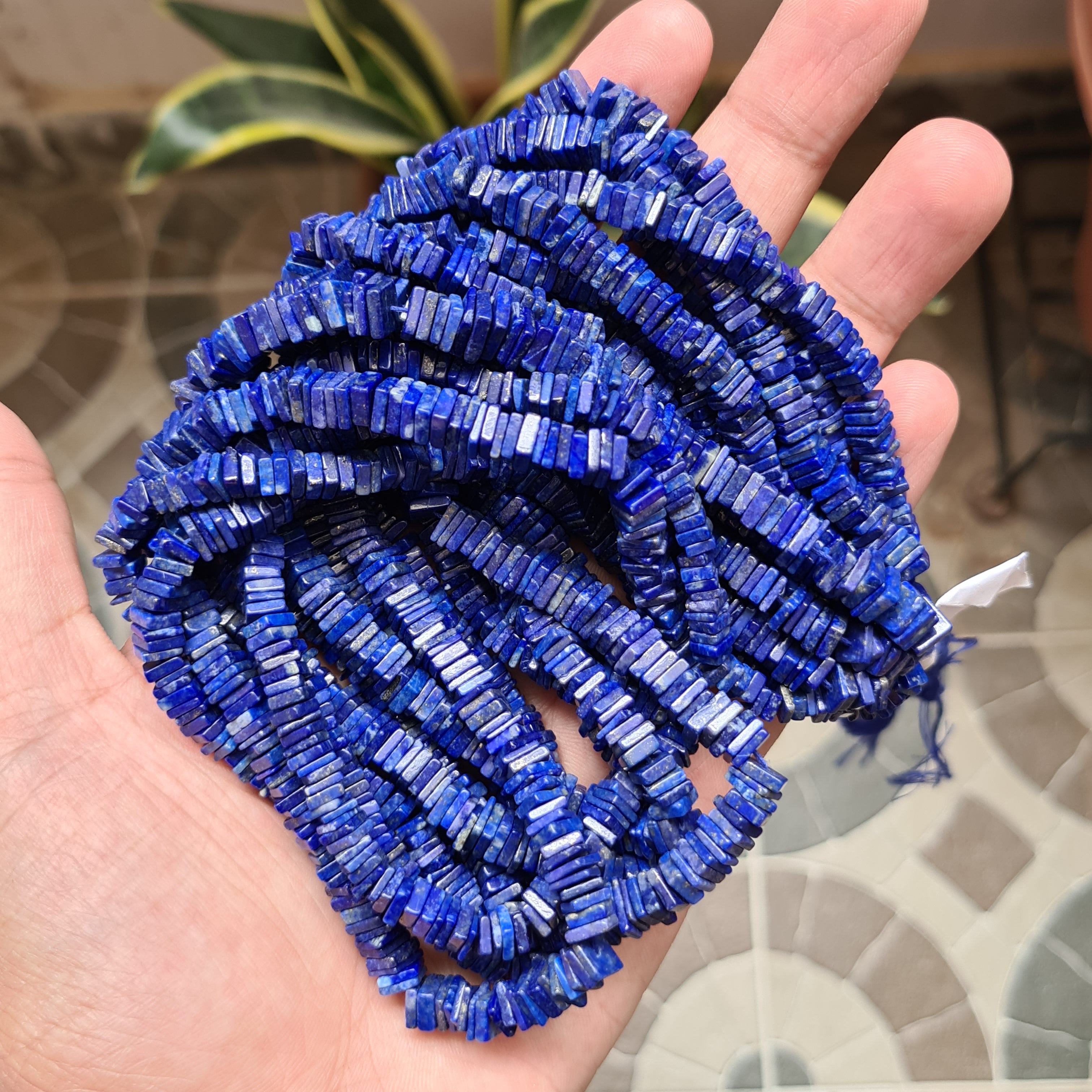 Natural Lapis Lazuli Gemstone Heishe Beads Smooth Gemstone Square Shape Beads Size 5-6mm 17 Inches Full - The LabradoriteKing