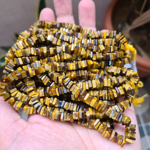 AAA Natural Quality Tiger's Eye Beads - Smooth Square Size -5-6mm  18 Inches Gemstone Beads - The LabradoriteKing