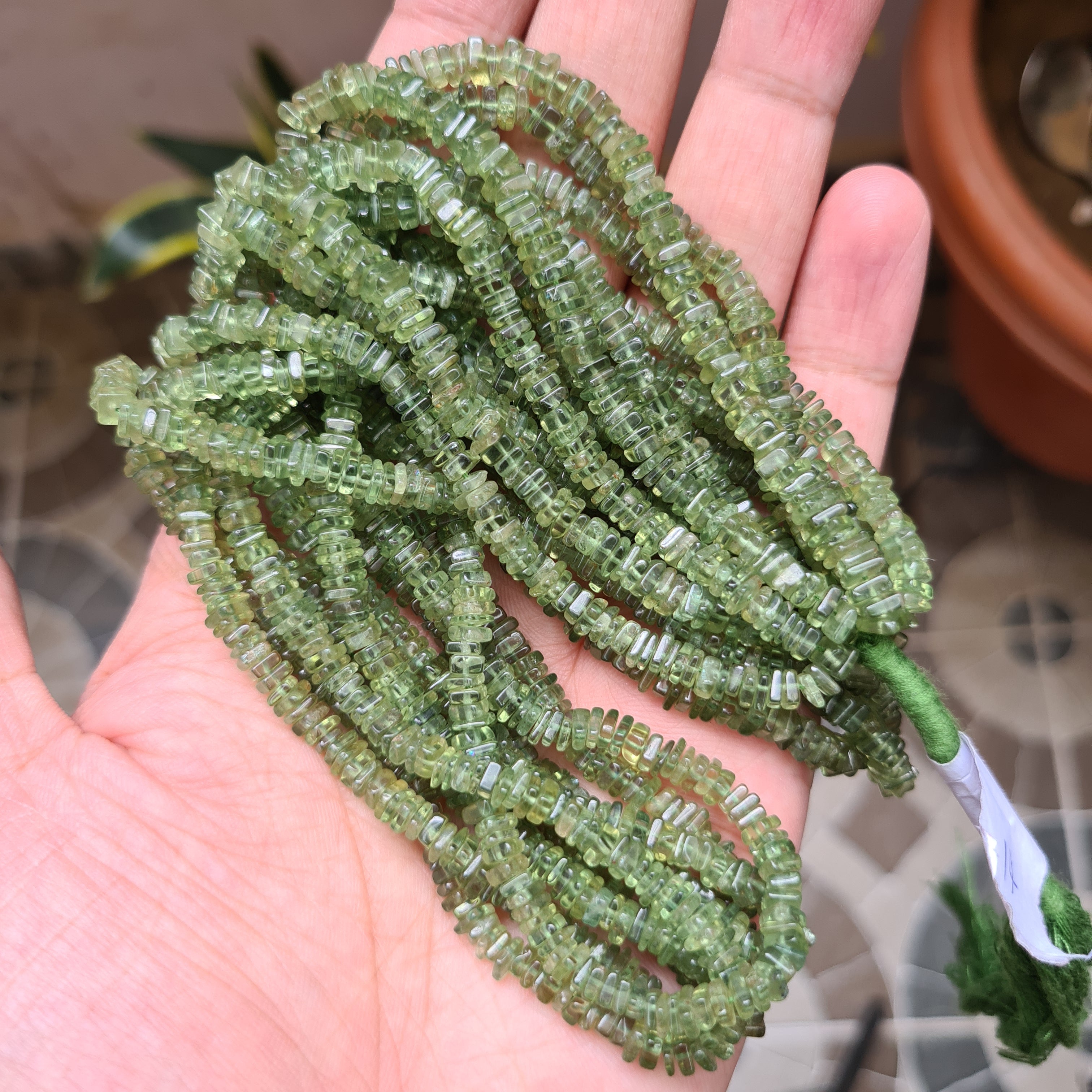 Natural Dark Peridot Square Beads Gemstone Size 4mm 17 Inches - The LabradoriteKing